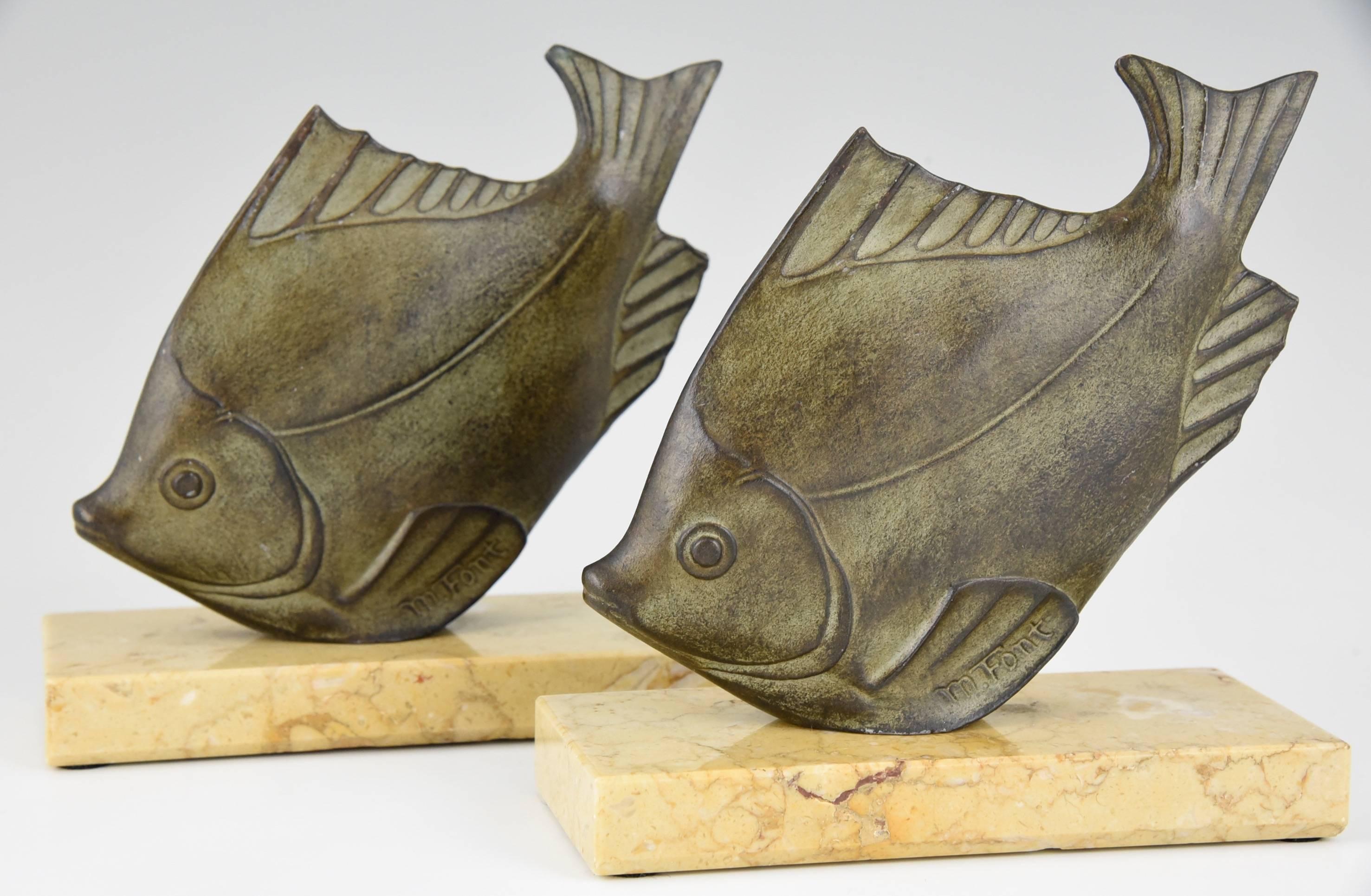 Art Deco French Art deco fish bookends by M. Font 1930