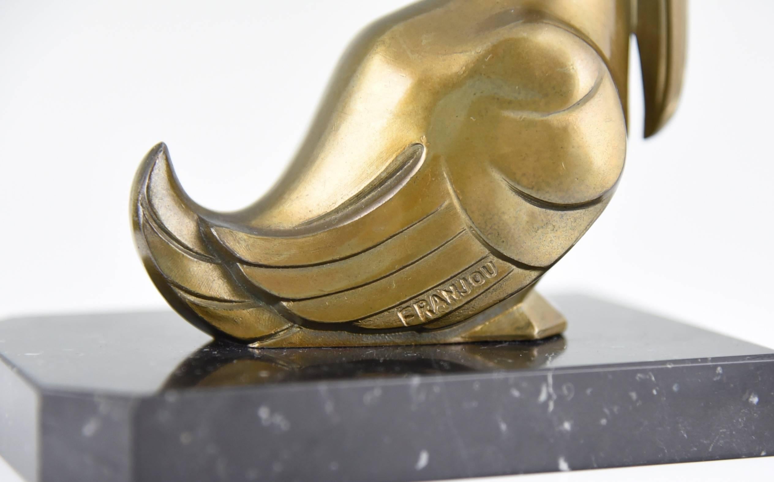 French Art Deco Pelican Bookends by Franjou, 1930 In Good Condition In Antwerp, BE