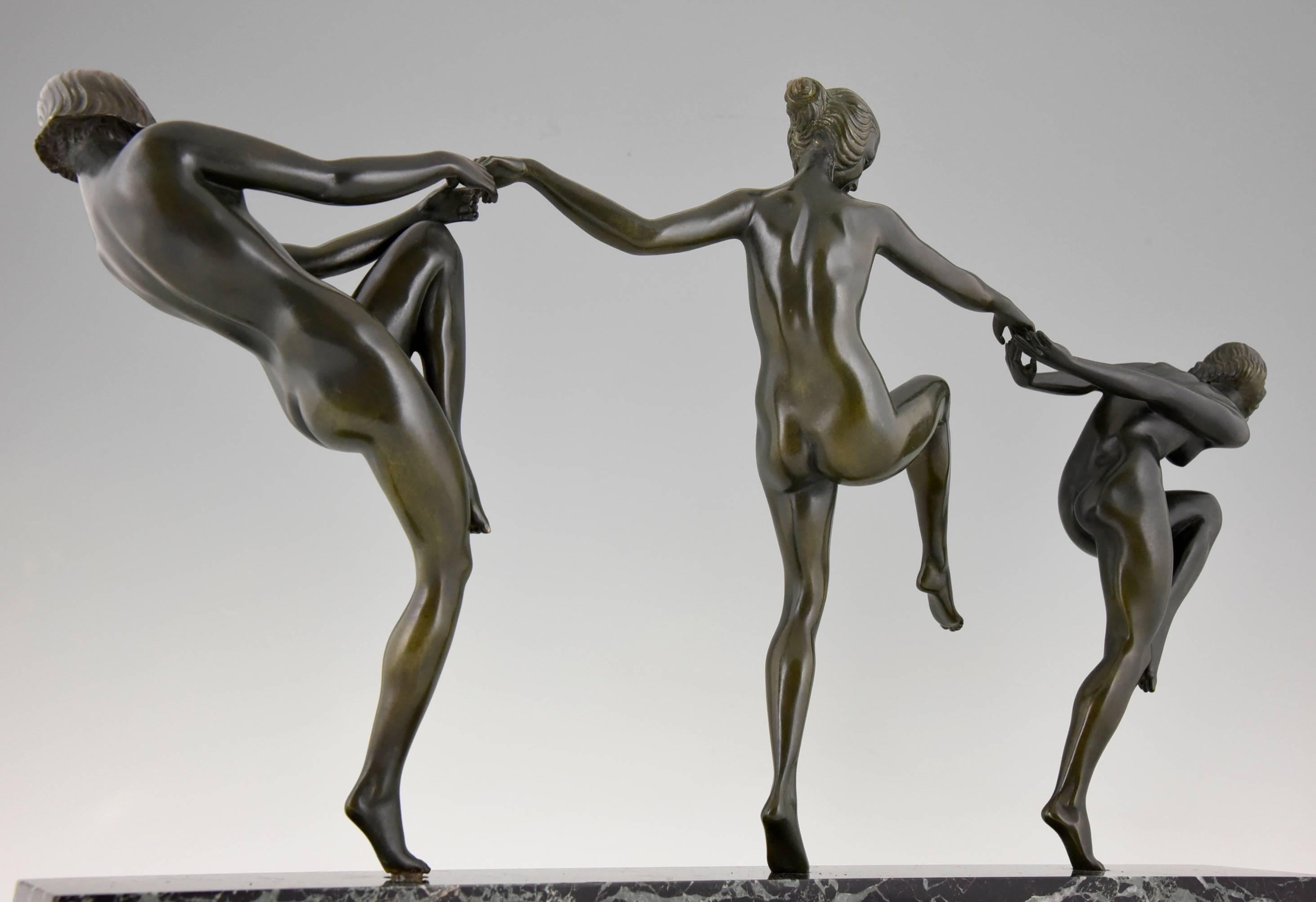 Pierre Laurel Art Deco bronze sculpture dancing nudes, 1930 In Good Condition In Antwerp, BE