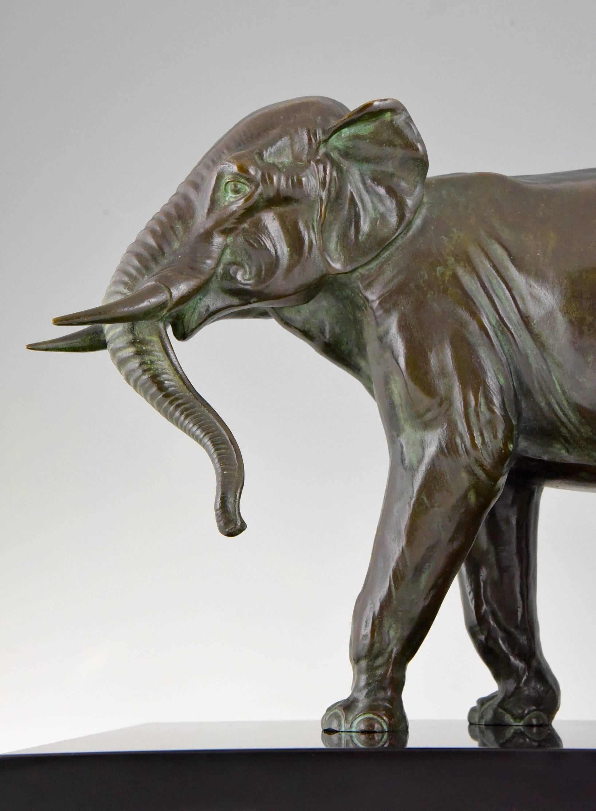 Mid-20th Century Irénée Rochard Art Deco Bronze Elephant Sculpture, France, 1930