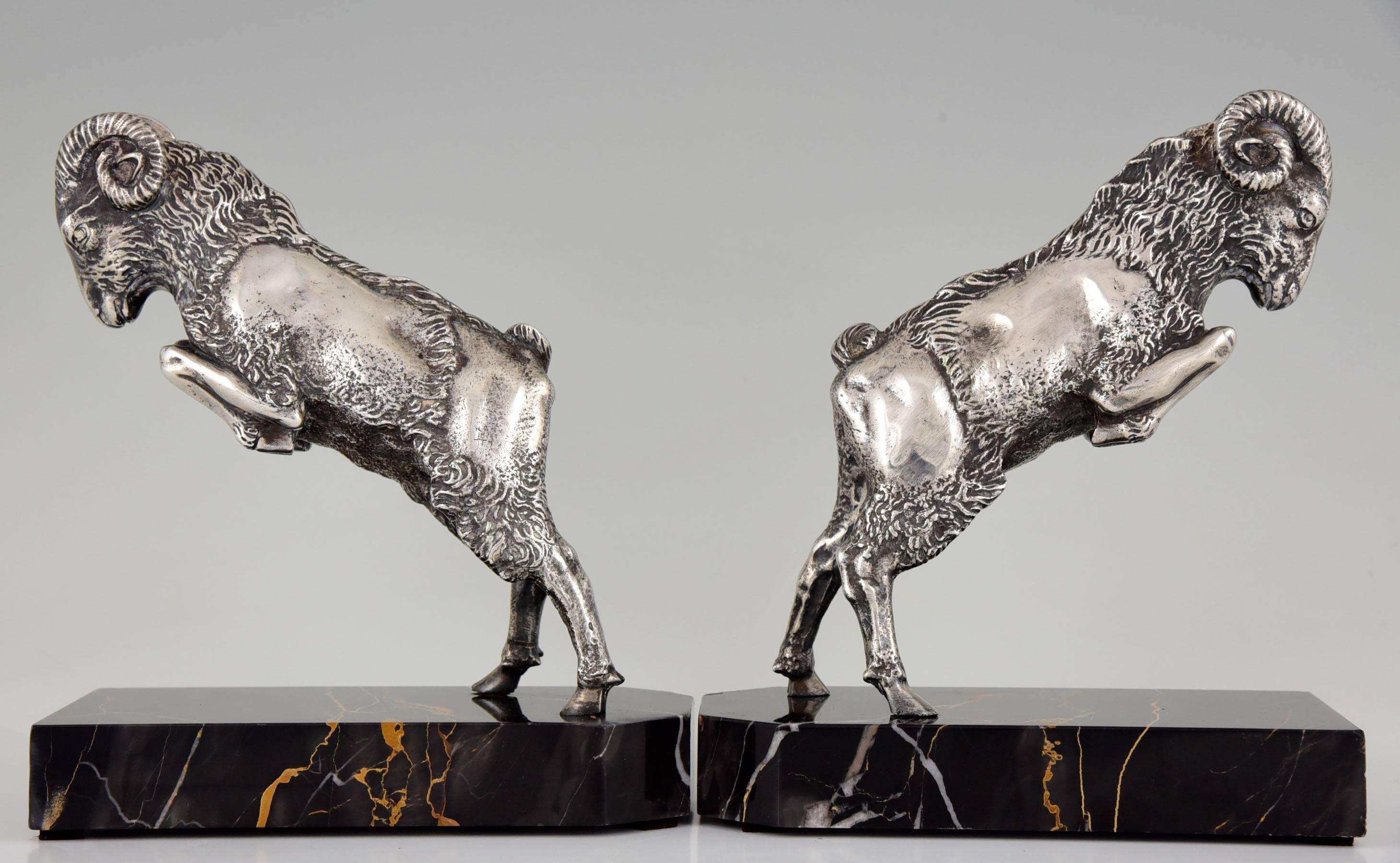 French Art Deco Bronze Ram Bookends by Scribe, 1930 In Good Condition In Antwerp, BE