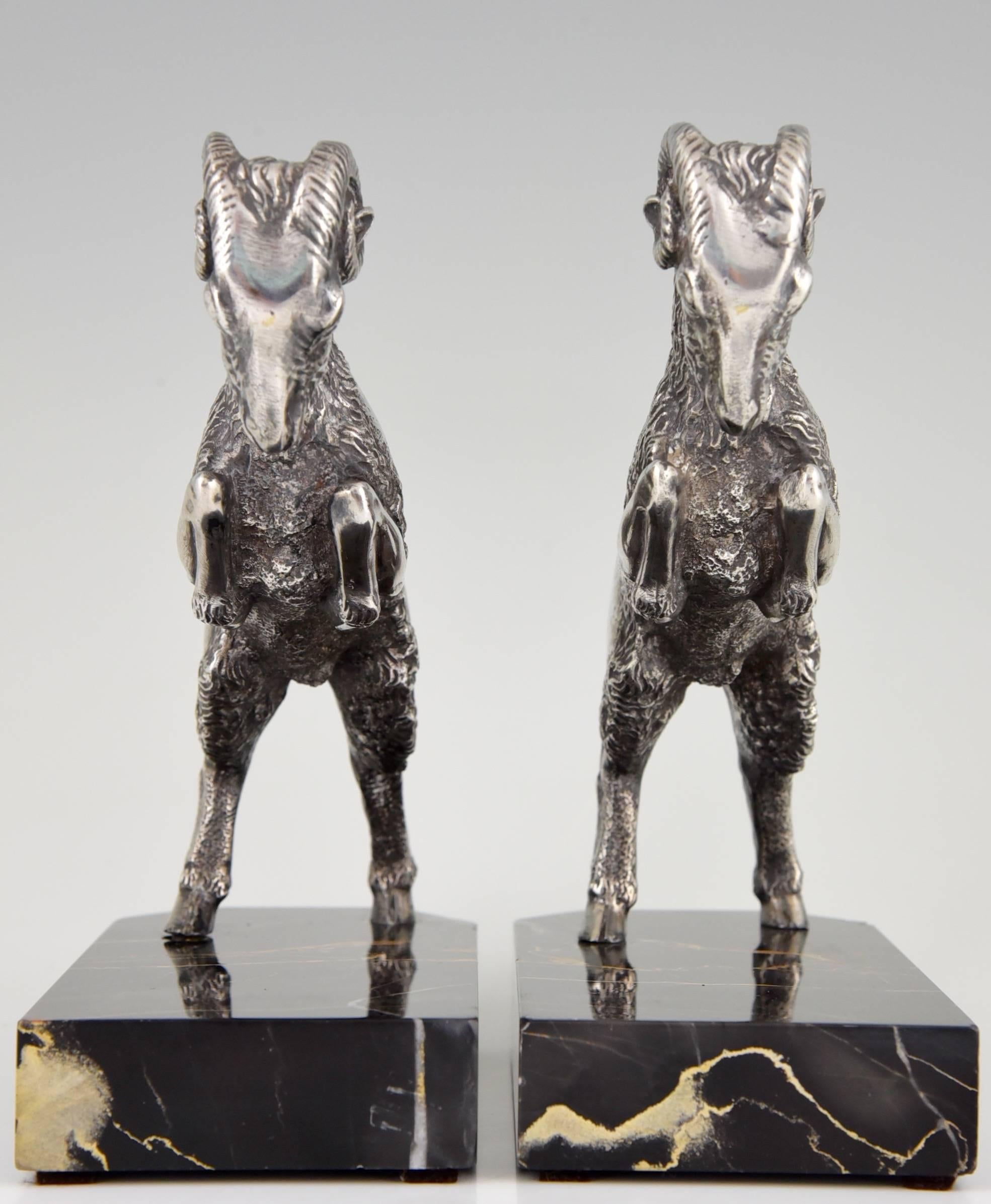 Mid-20th Century French Art Deco Bronze Ram Bookends by Scribe, 1930