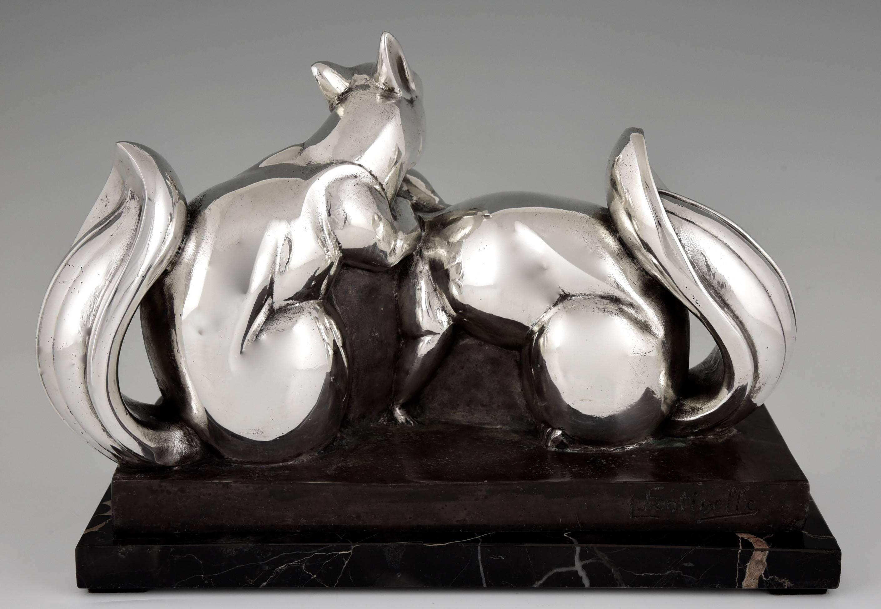 Jean de la Fontinelle Art Deco Silvered Bronze Squirrel Sculpture France 1930 4