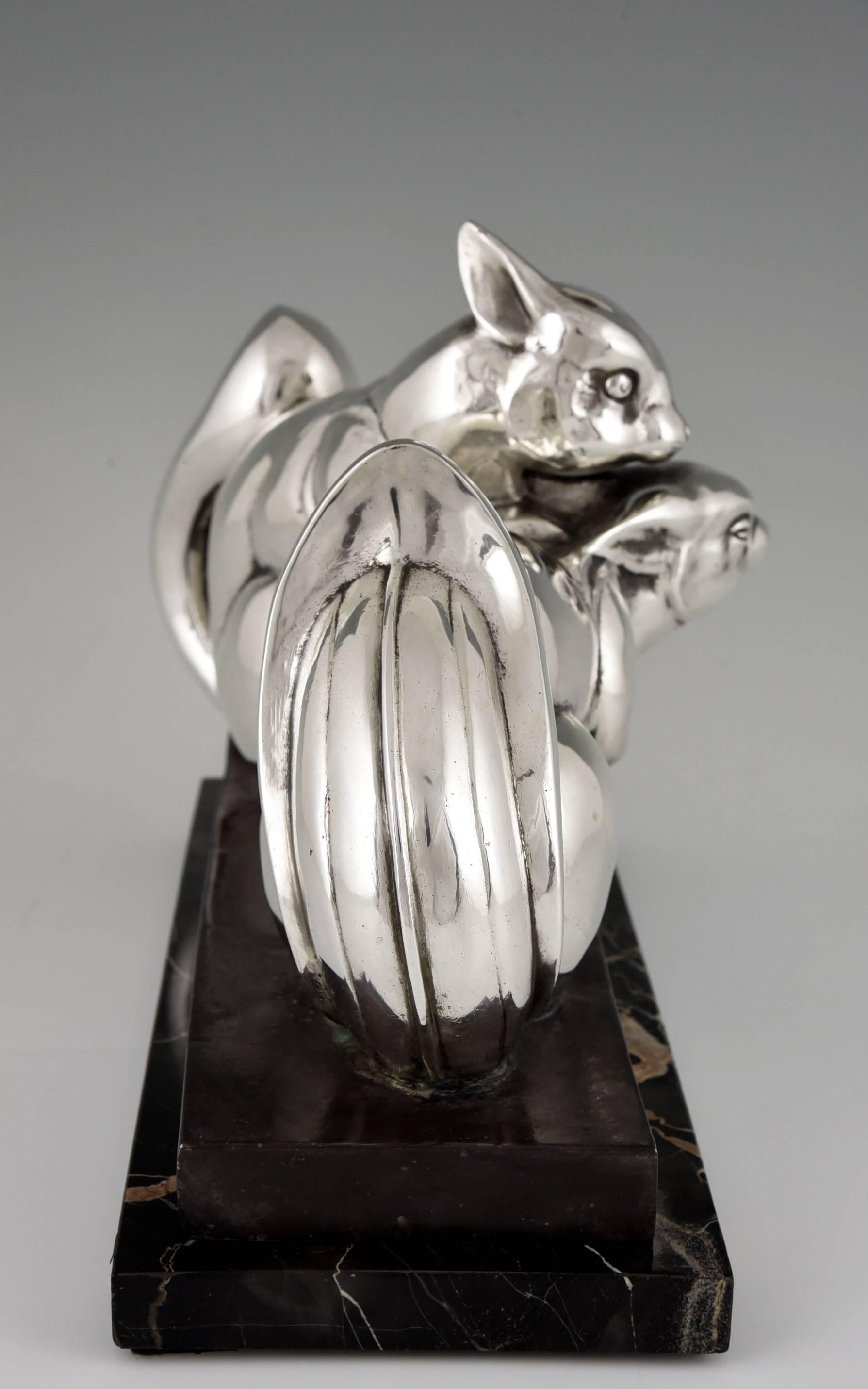 Jean de la Fontinelle Art Deco Silvered Bronze Squirrel Sculpture France 1930 2