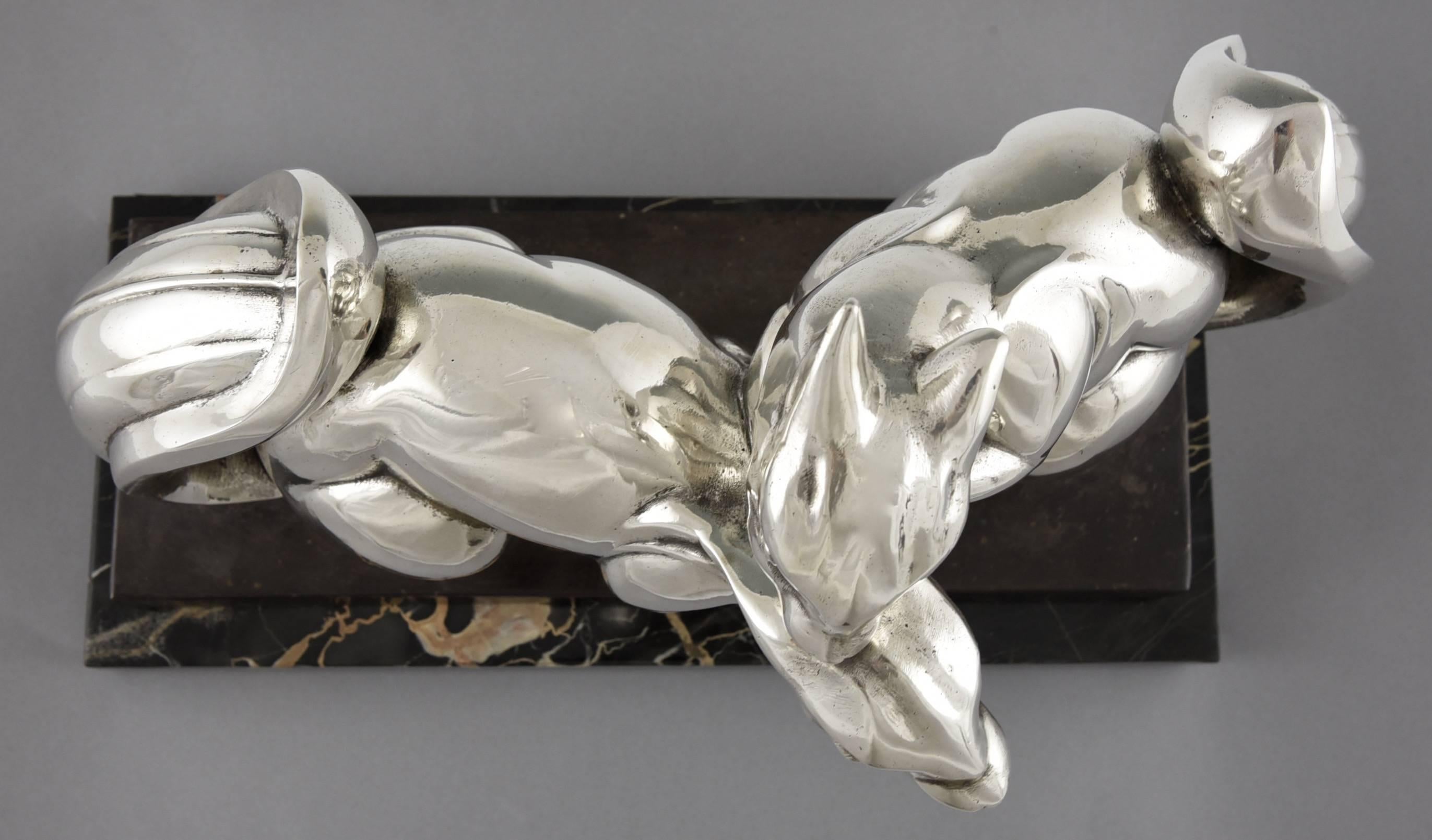 Jean de la Fontinelle Art Deco Silvered Bronze Squirrel Sculpture France 1930 1