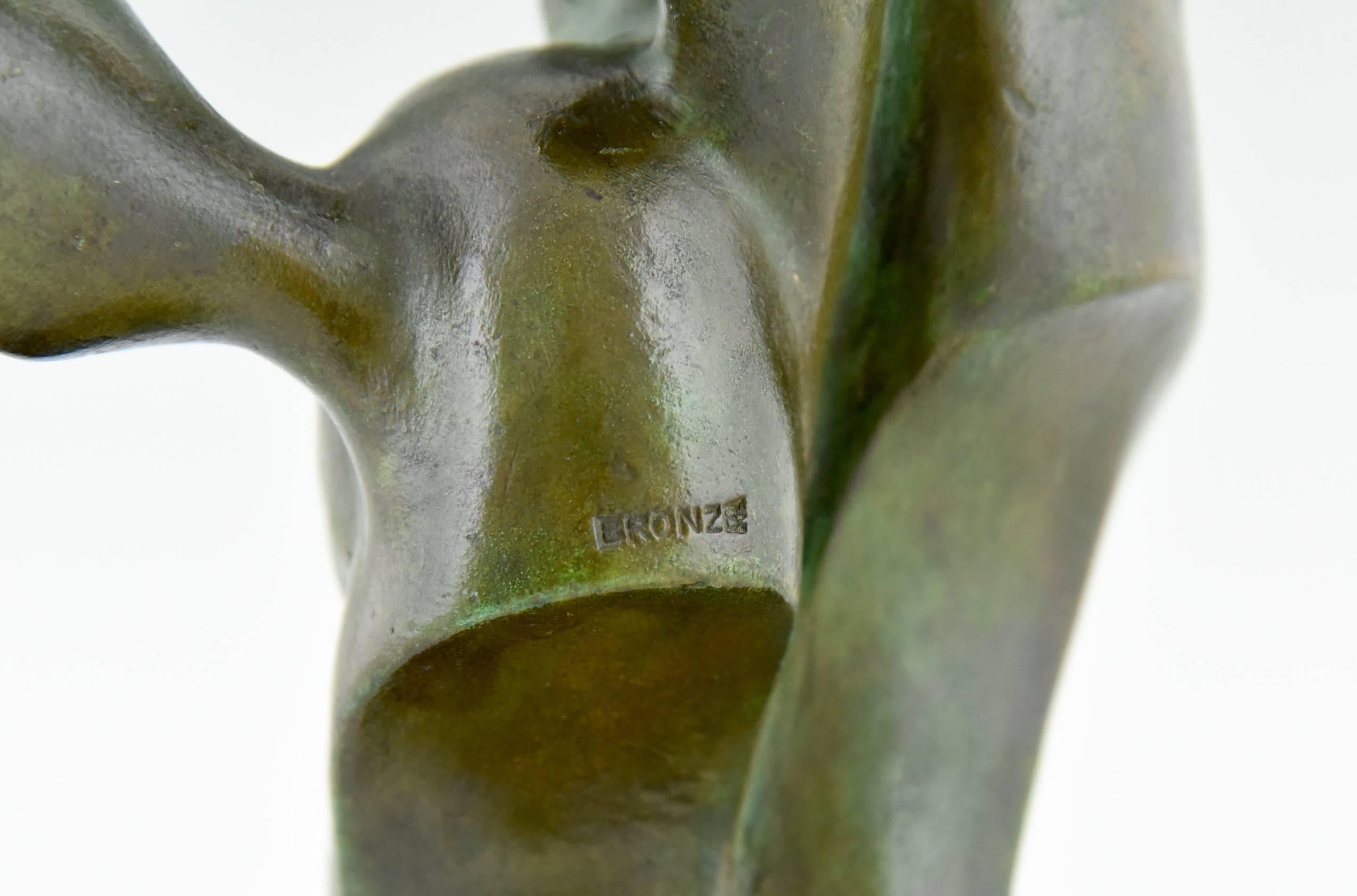G.H. Laurent French Art Deco Bronze Sculpture of Two Deer, 1930 5