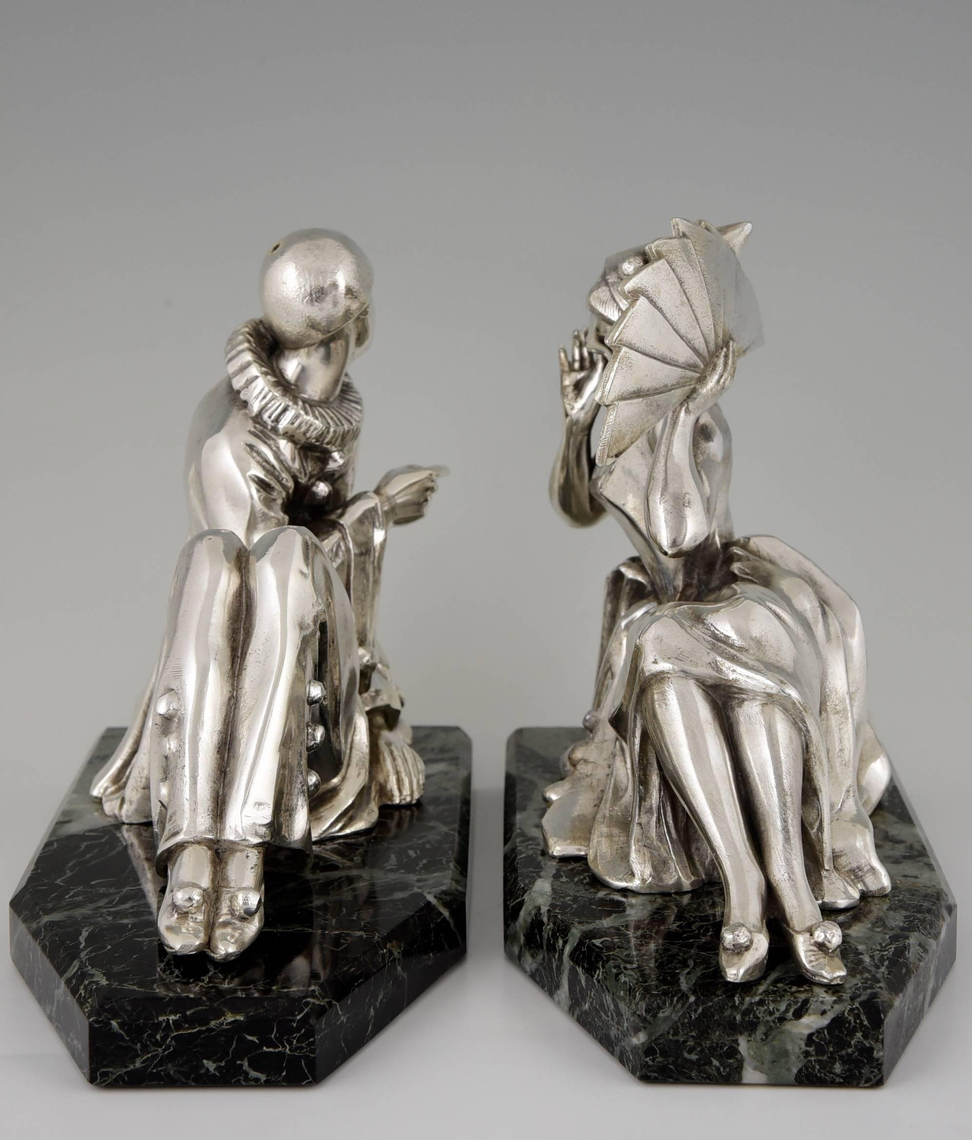 Luc, a Pair of French Art Deco Pierrot Bookends, 1930 2