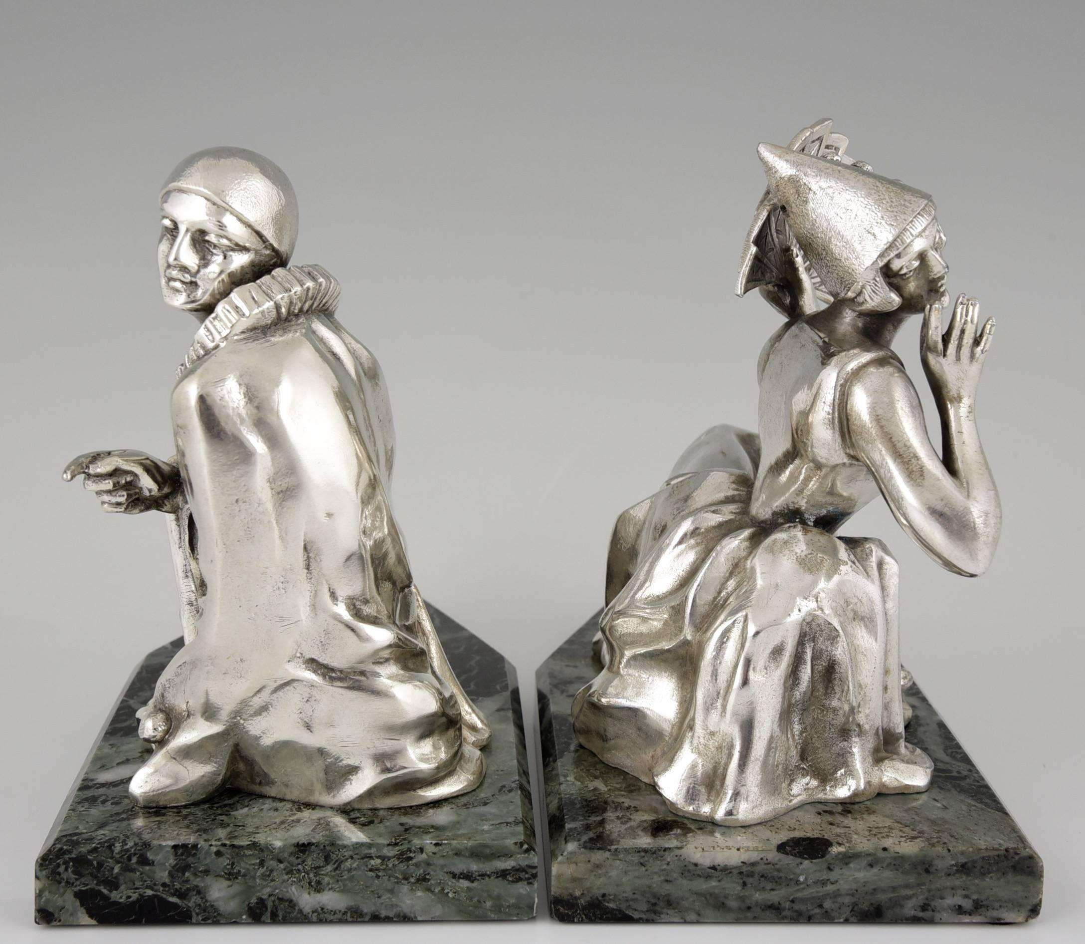 Mid-20th Century Luc, a Pair of French Art Deco Pierrot Bookends, 1930