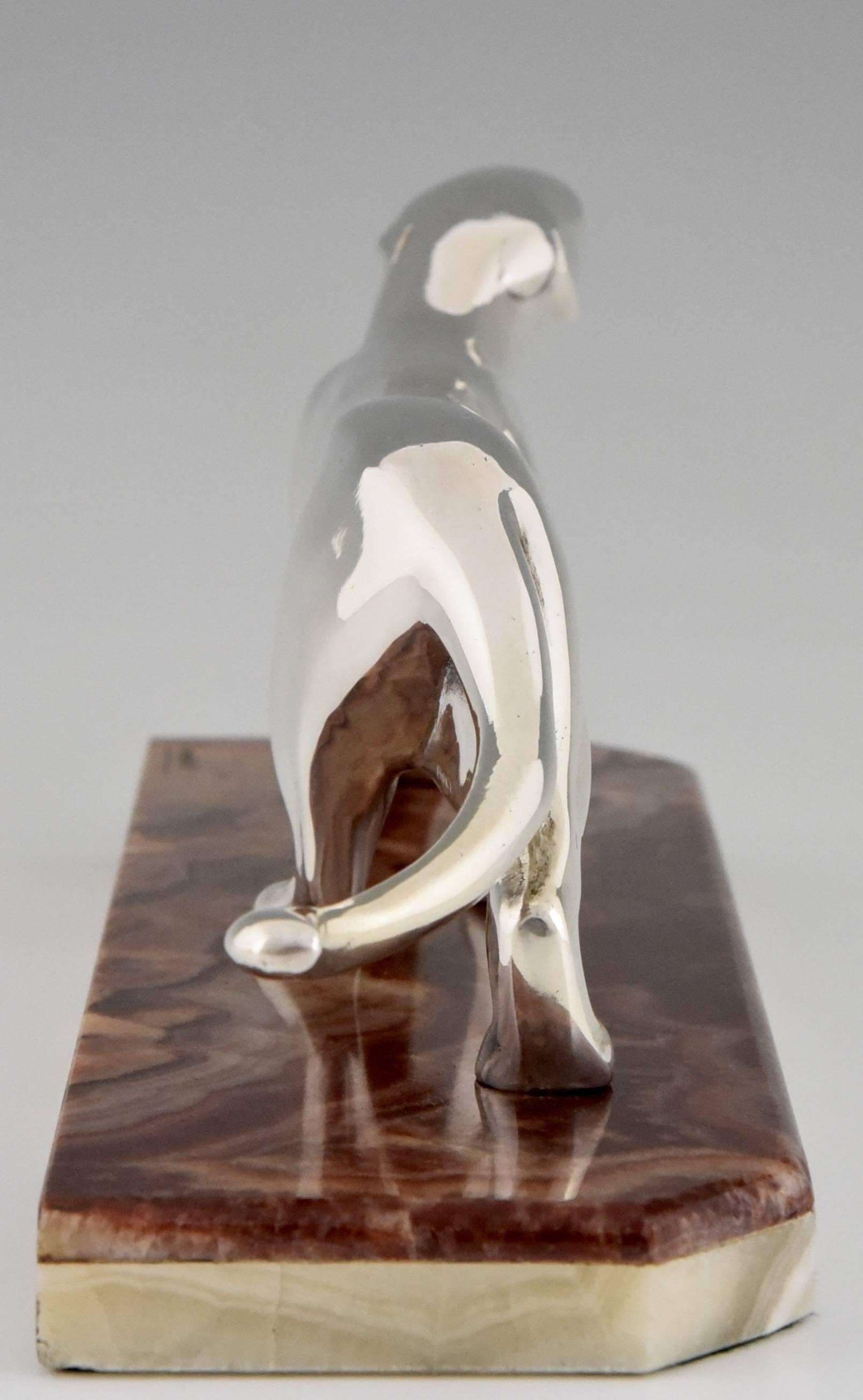 French Art Deco Silvered Bronze Panther Sculpture by Michel Decoux, 1930 2