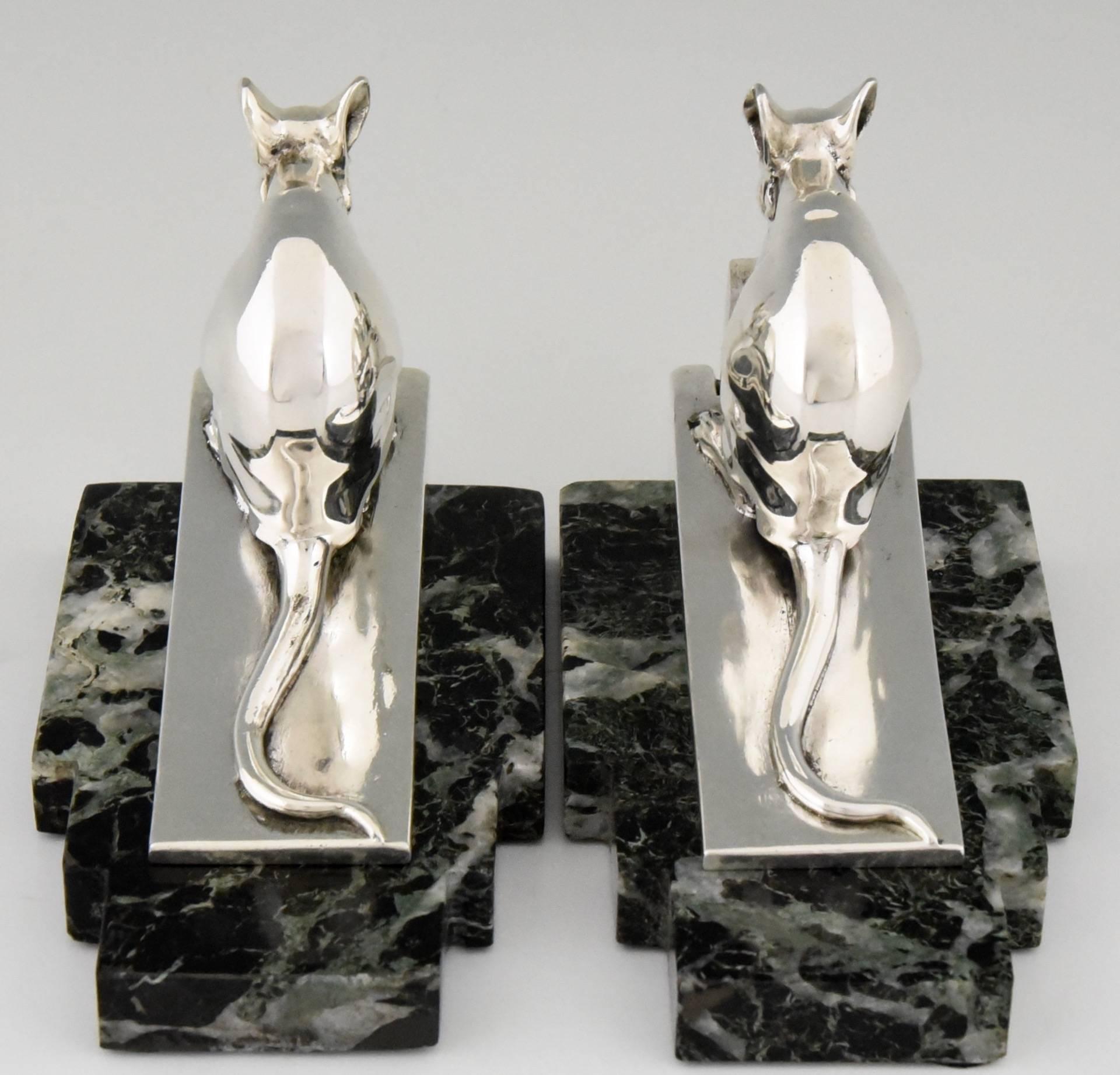 French Art Deco Slivered Mouse Bookends by Frecourt, 1930 In Good Condition In Antwerp, BE