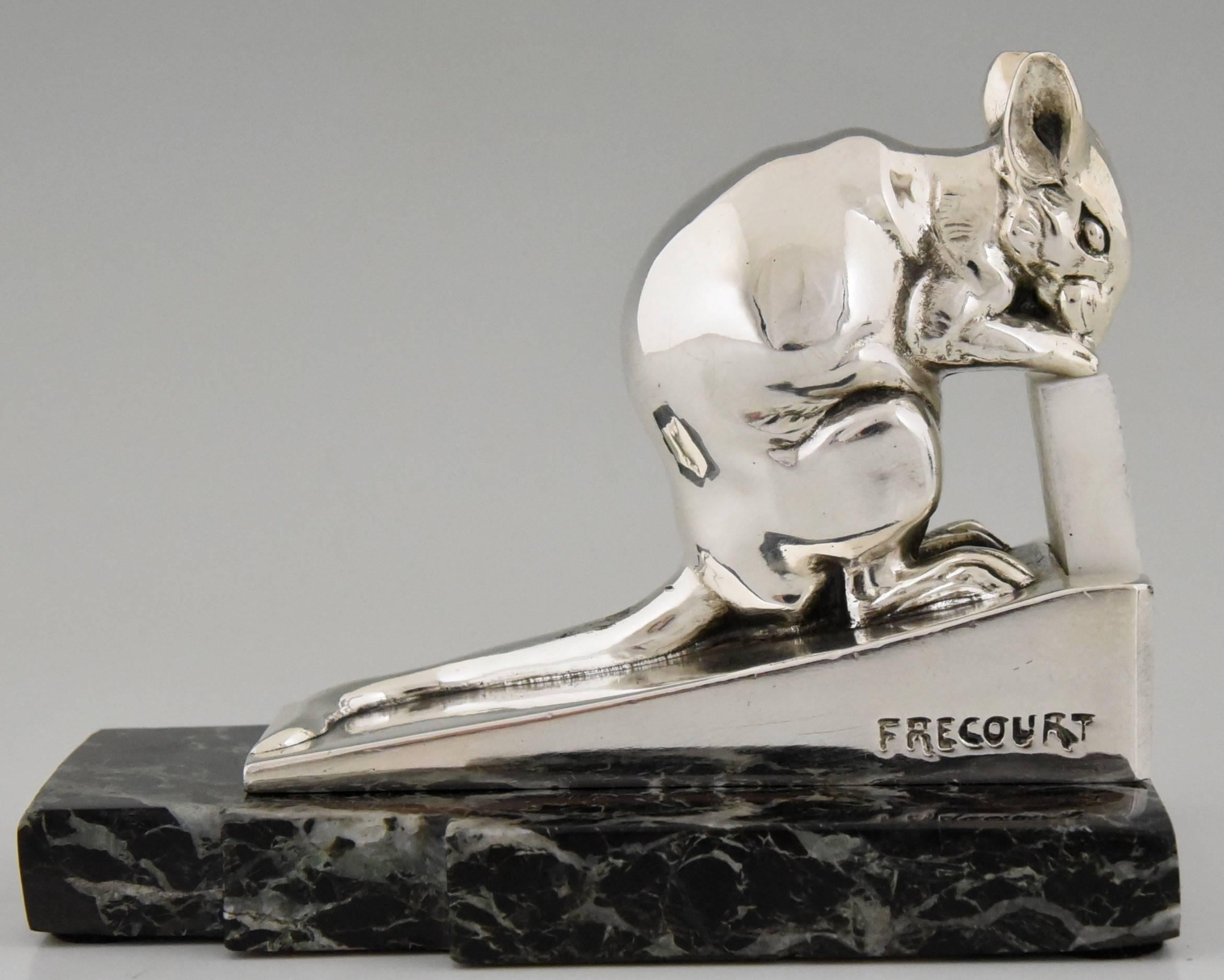 20th Century French Art Deco Slivered Mouse Bookends by Frecourt, 1930