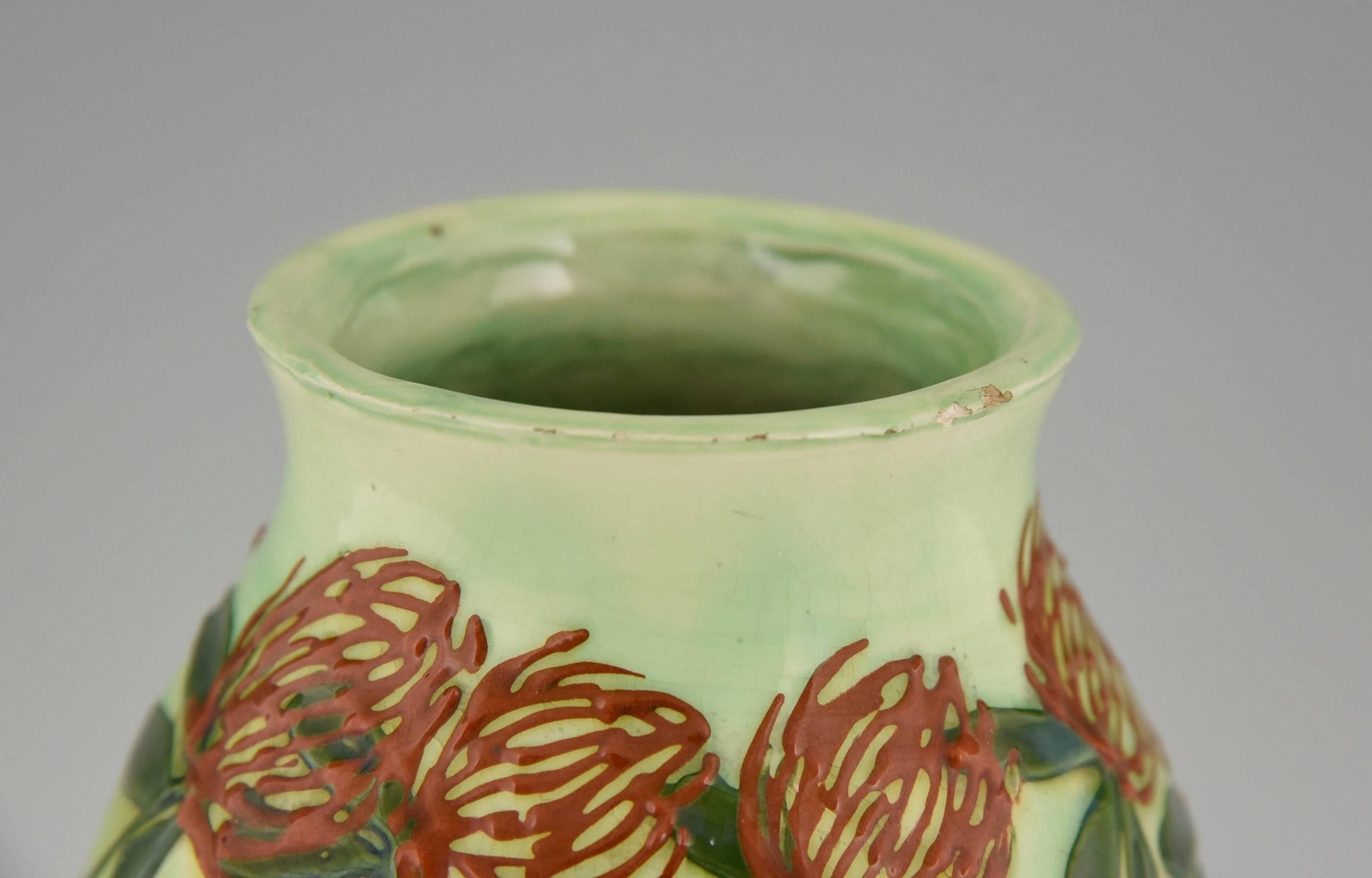 German Floral Art Nouveau Vase by Max Laeuger, 1900 In Good Condition In Antwerp, BE