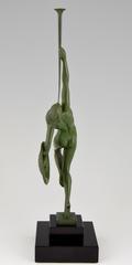 Art Deco French Sculpture of Nude with Trumpet by Guerbe, 1930