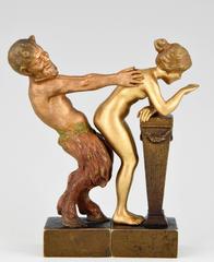 Erotic Vienna Bronzes Nude and Satyr by Bergman, 1900