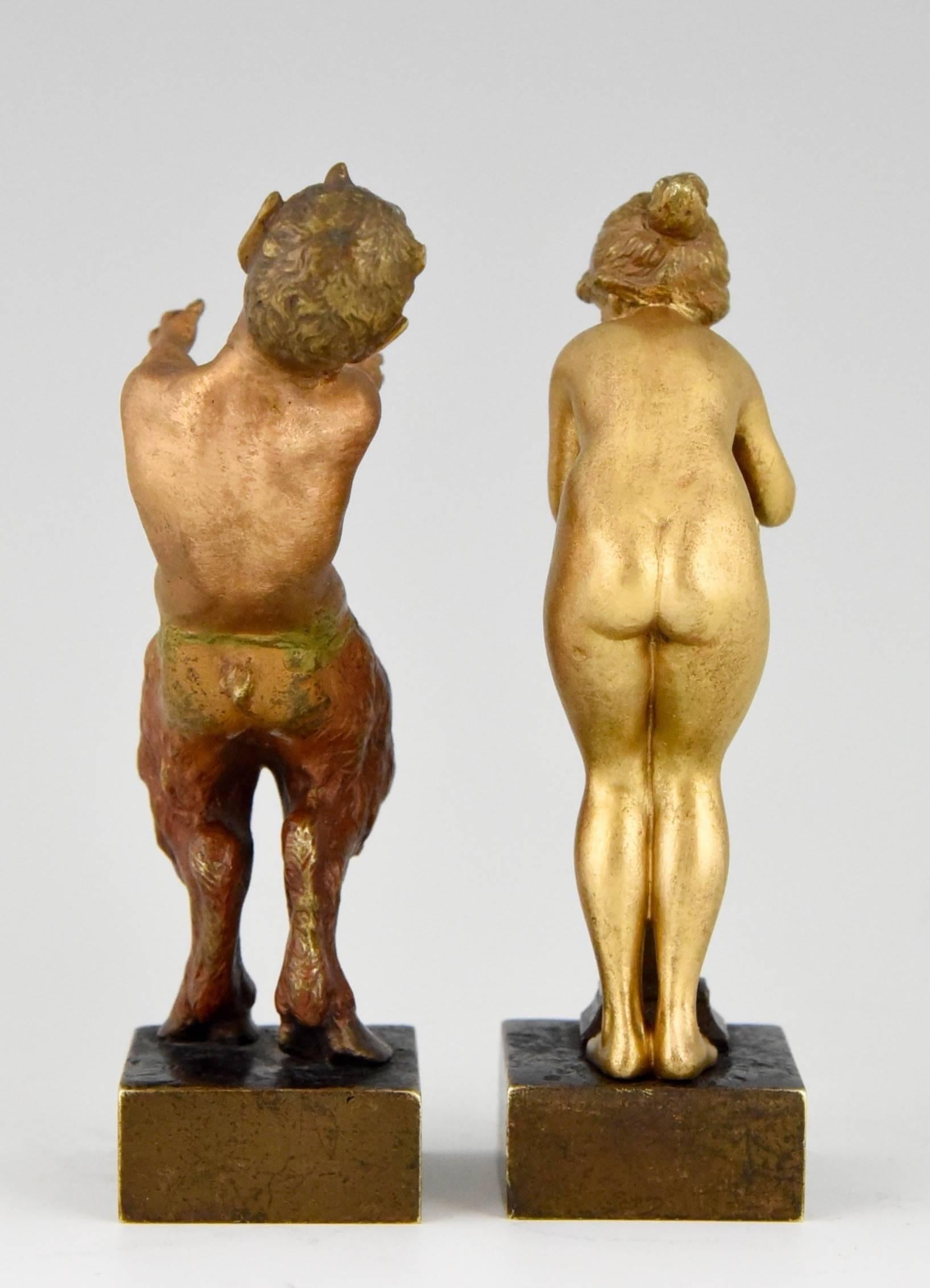 Romantic Erotic Vienna Bronzes Nude and Satyr by Bergman, 1900