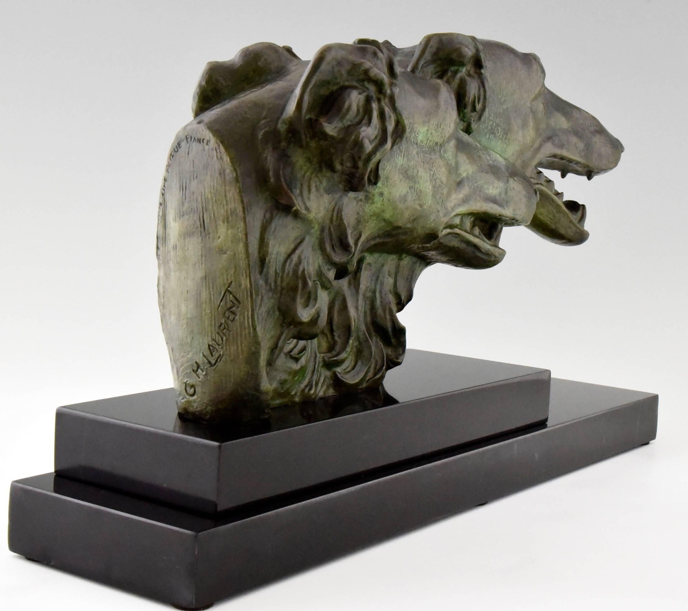 Art Deco French Art Dec Bronze Borzoi Sculpture by G.H. Laurent, 1930