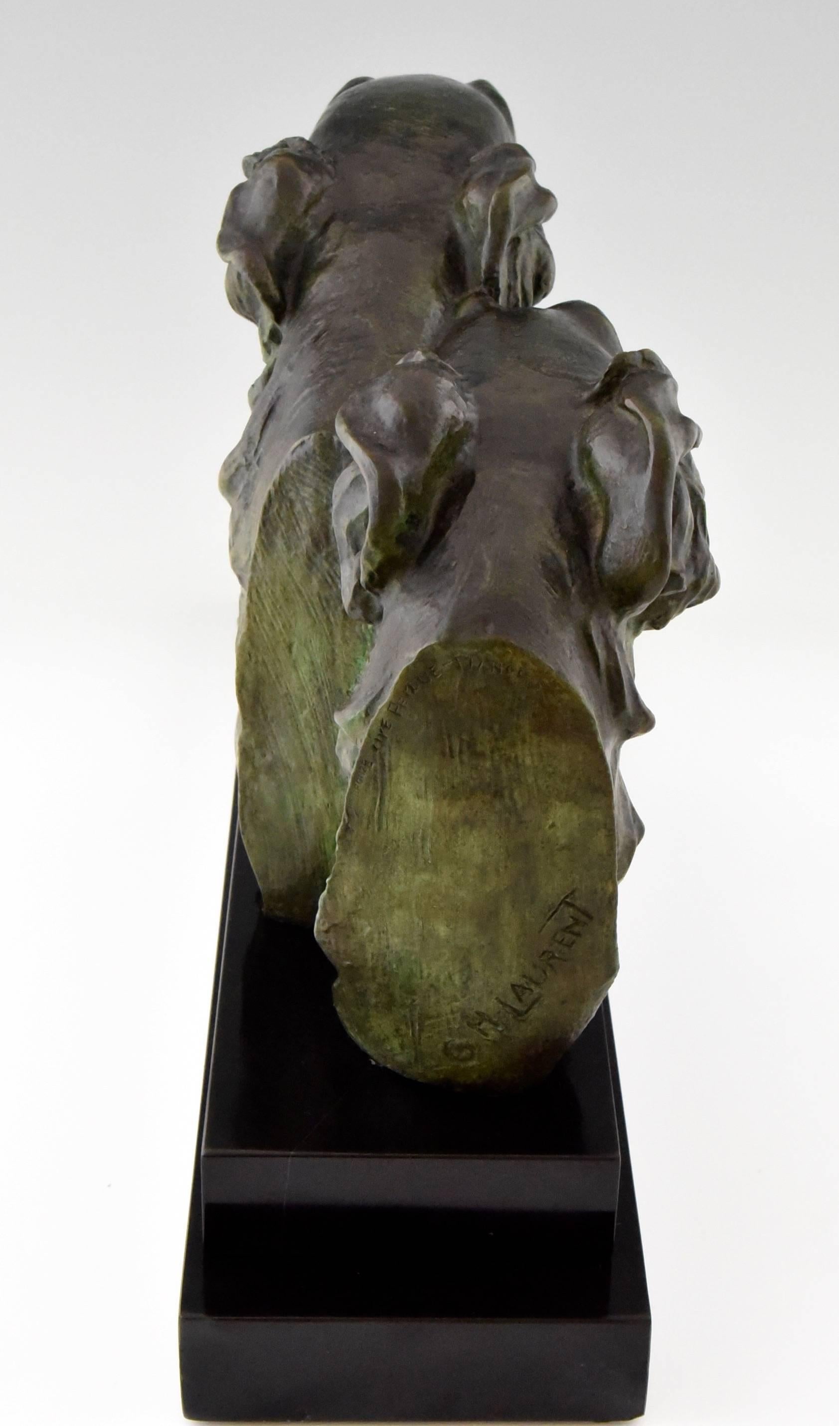 French Art Dec Bronze Borzoi Sculpture by G.H. Laurent, 1930 In Good Condition In Antwerp, BE