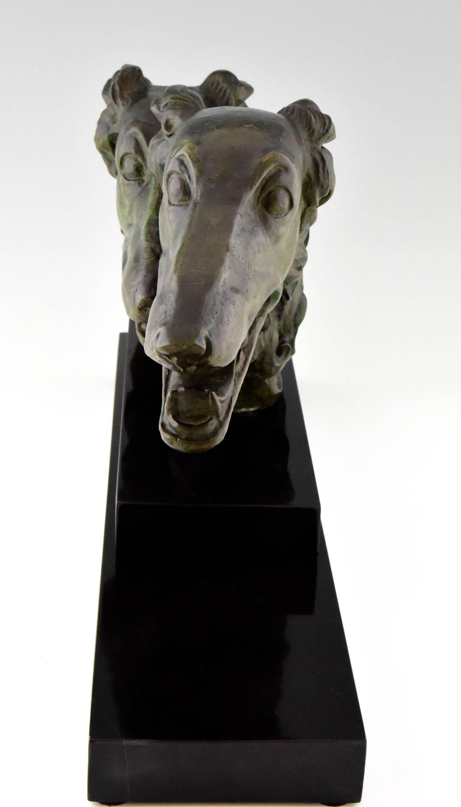 Mid-20th Century French Art Dec Bronze Borzoi Sculpture by G.H. Laurent, 1930