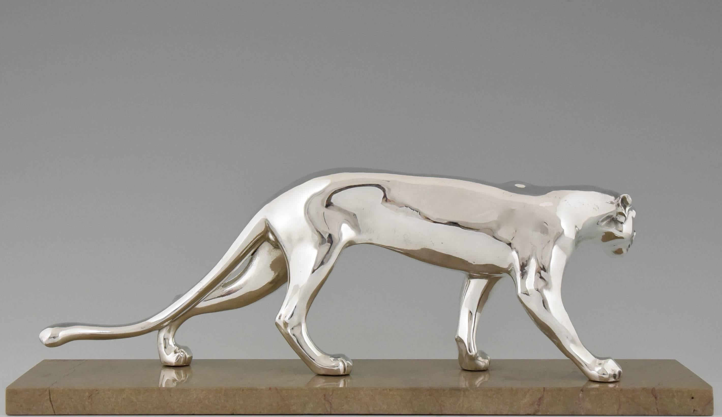 French Art Deco Silvered Panther by M. Font, 1930 2