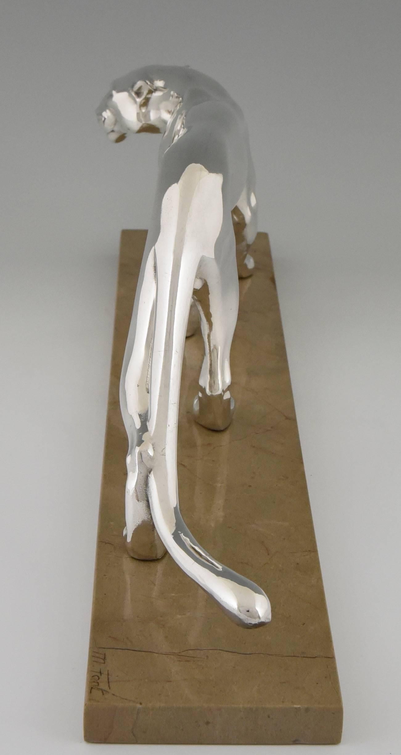 French Art Deco Silvered Panther by M. Font, 1930 1