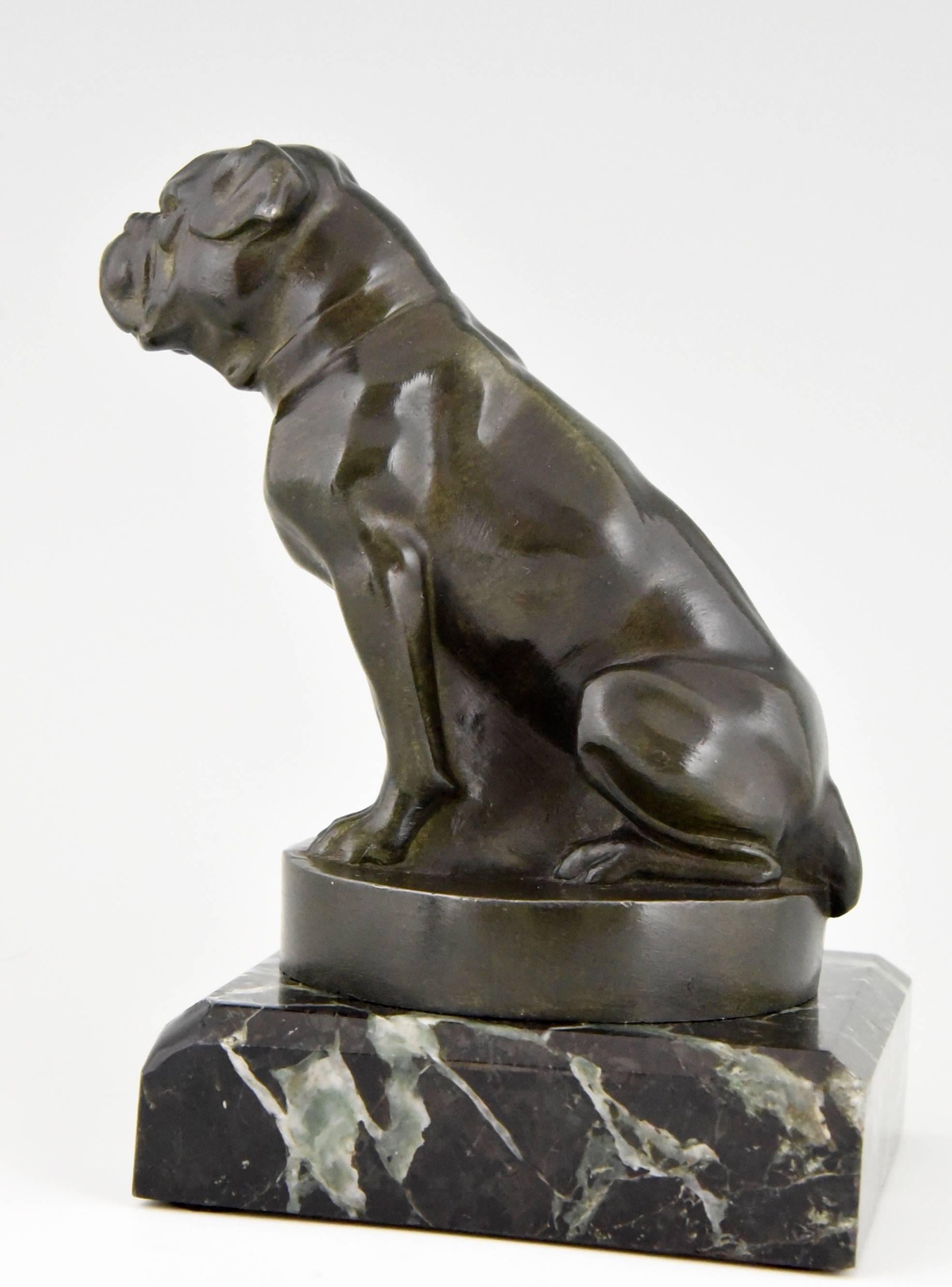 French Art Deco Cat and Bulldog Bookends by Max Le Verrier, 1930 1