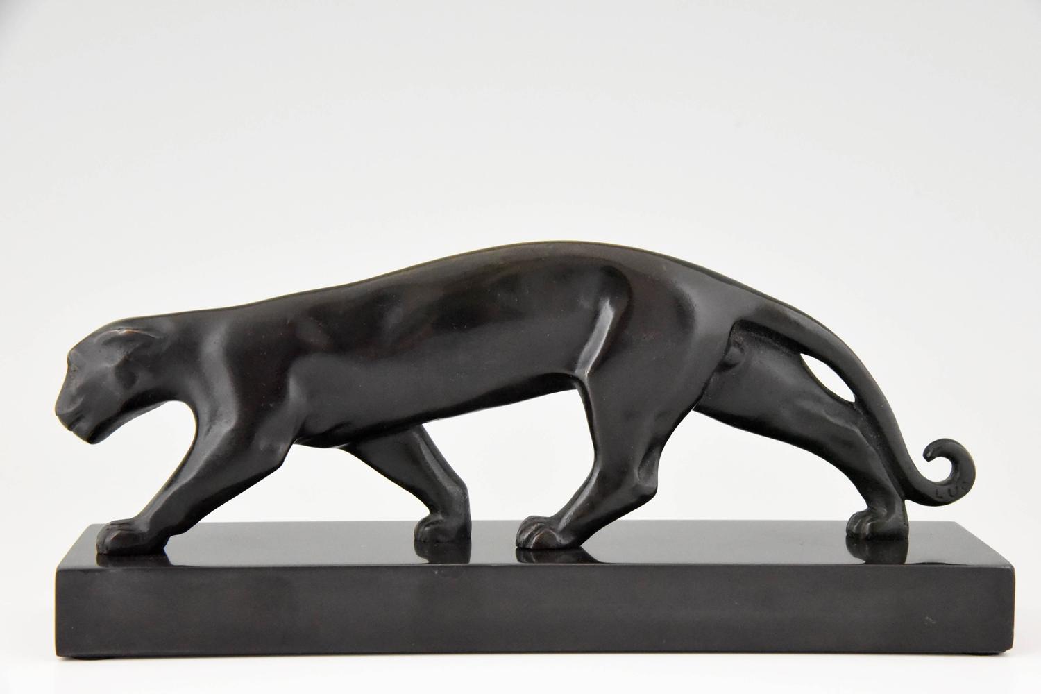 French Art Deco Bronze Panther Sculpture by Luc, 1930 at 1stdibs