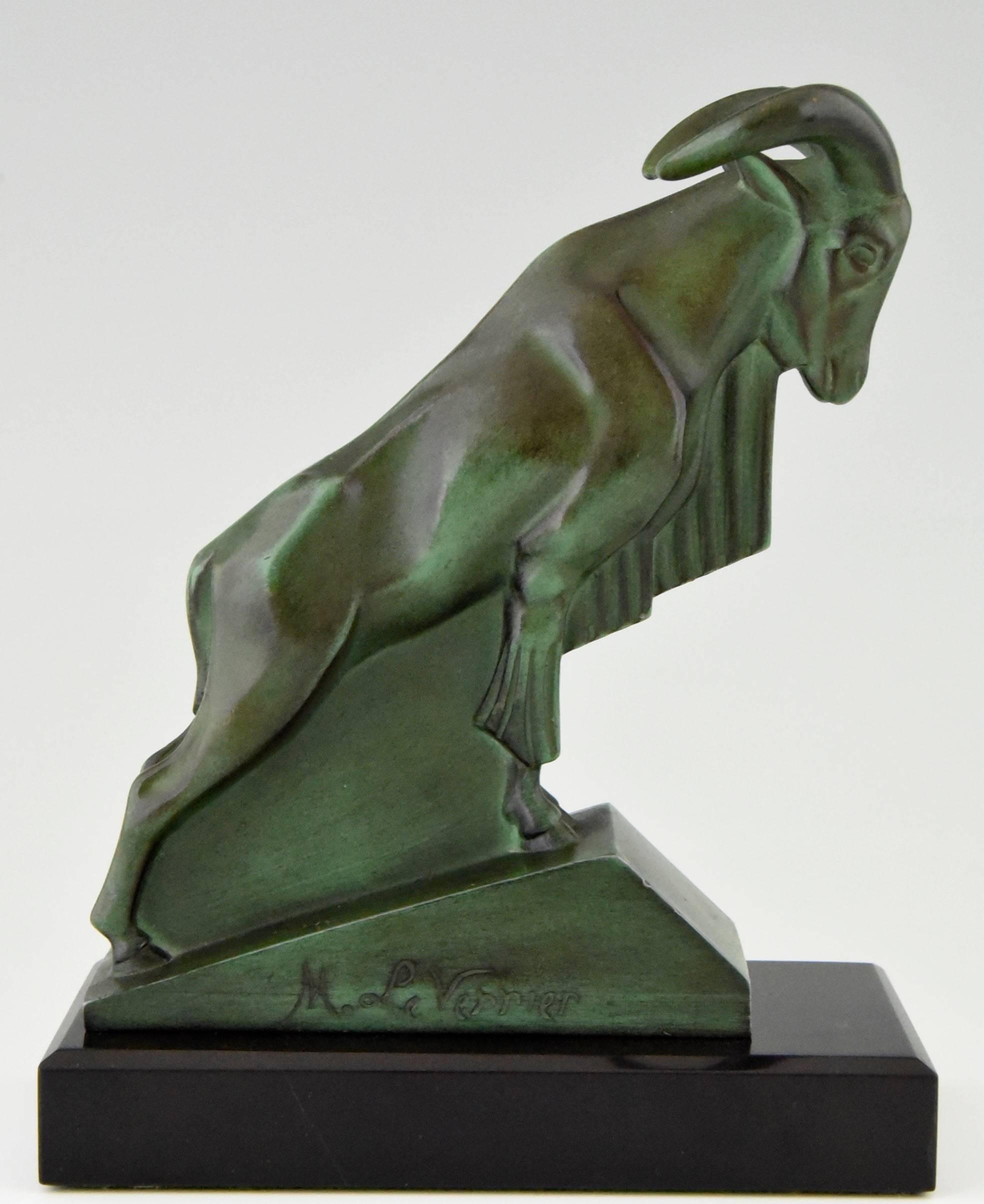 20th Century French Art Deco Ram Bookends by Max Le Verrier, 1930