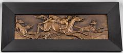 Antique Bronze Wall Plaque Mazeppa and the Wolves, 1890