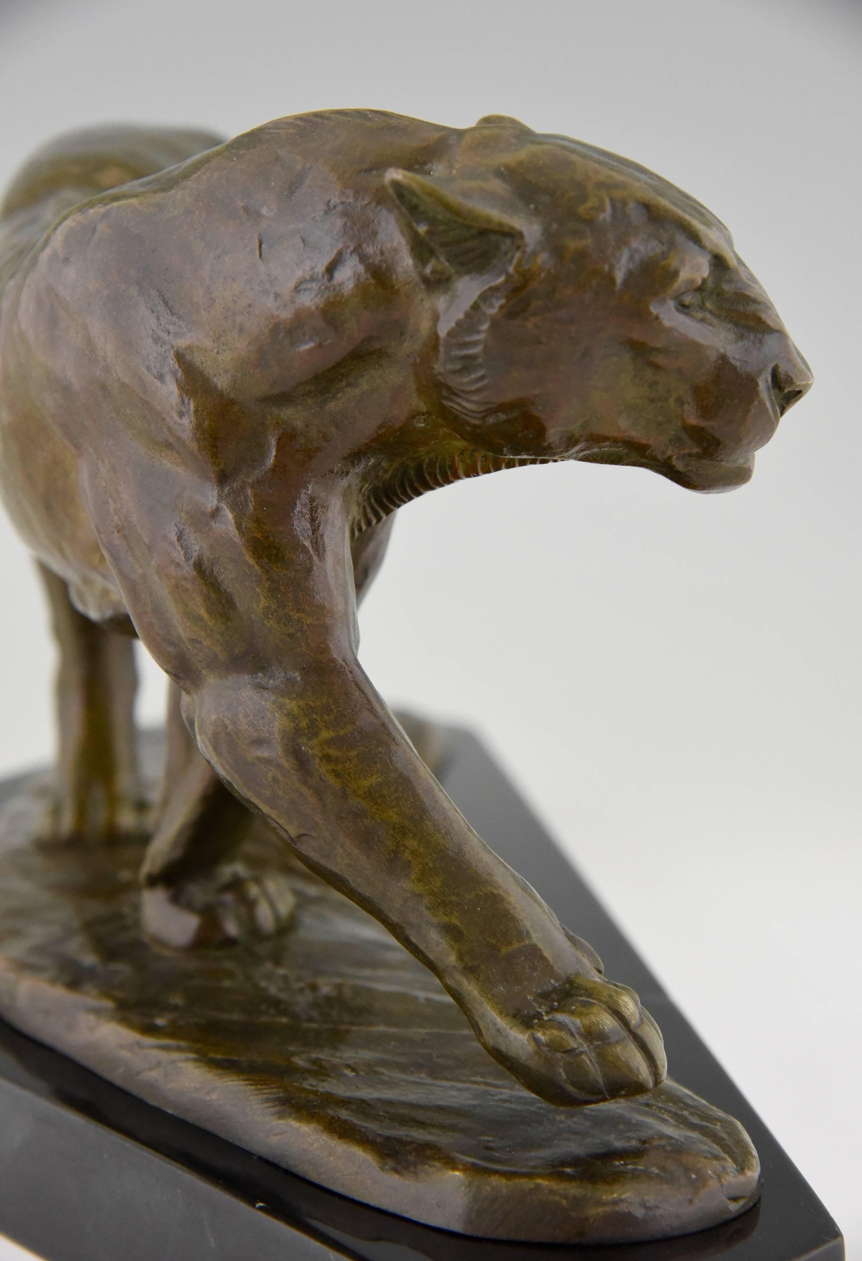 Art Deco Bronze Panther Sculpture by R. Sarat, 1930 France 2