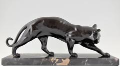 Art Deco Bronze Panther Sculpture by Georges Lavroff, 1930