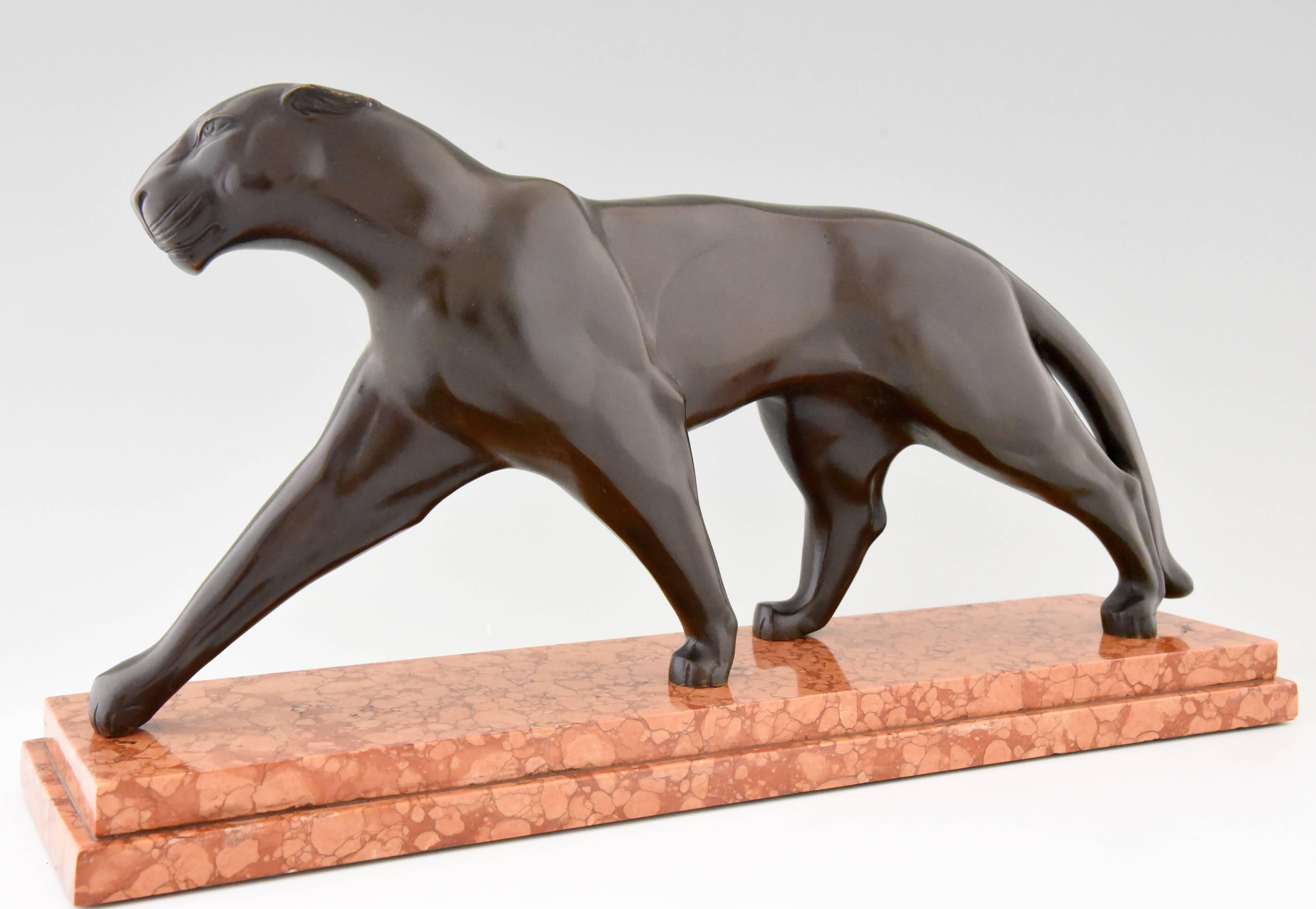 Michel Decoux Art Deco Bronze Panther Skulptur 1930 Frankreich (Art déco)