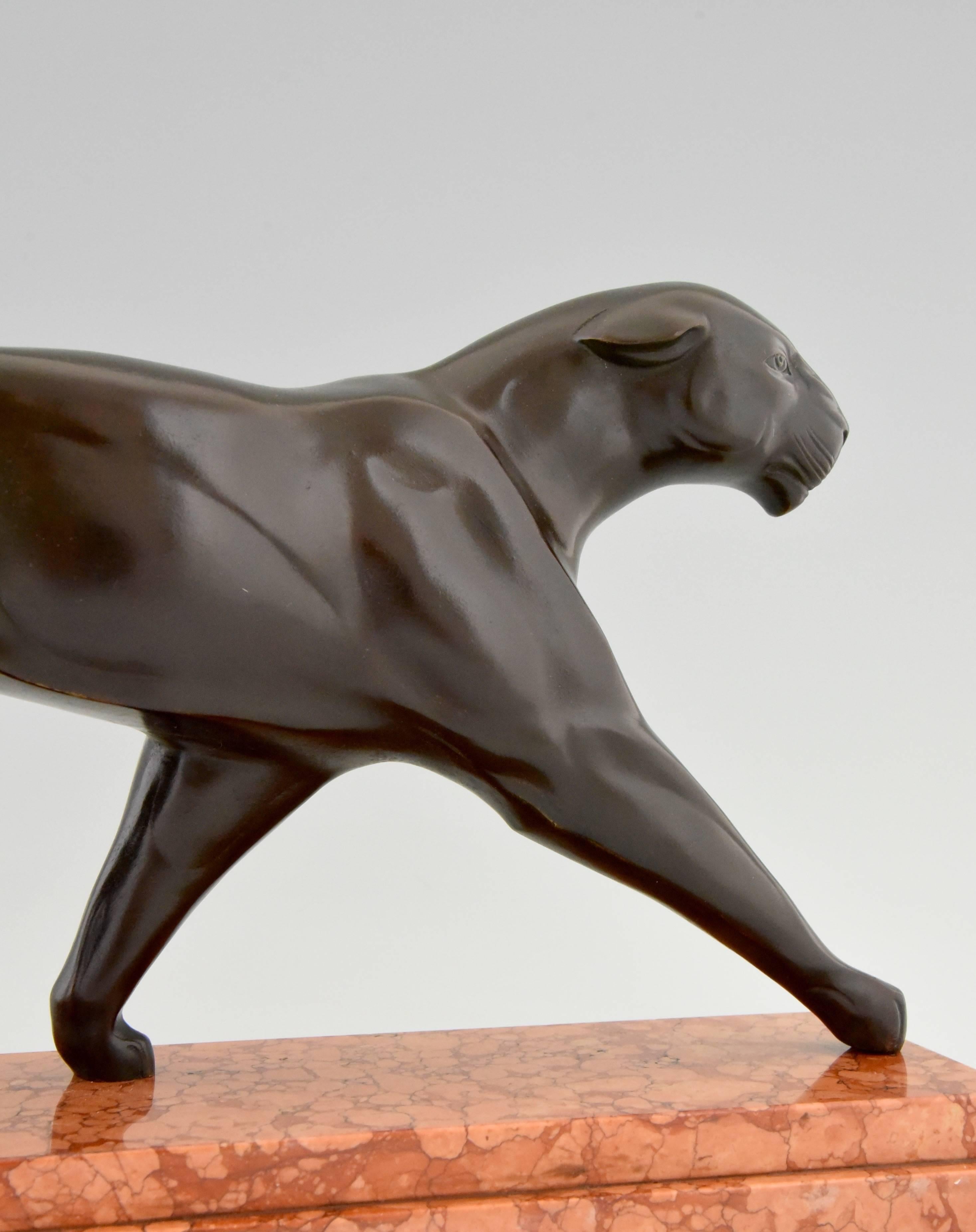 Michel Decoux Art Deco Bronze Panther Sculpture 1930 France In Good Condition In Antwerp, BE