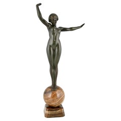 Art-déco-Bronzeskulptur „BALANCE“ von Guiraud Rivière, Frankreich, 1920