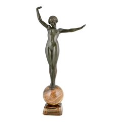 Art-déco-Bronzeskulptur „BALANCE“ von Guiraud Rivière, Frankreich, 1920