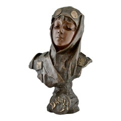 Art Nouveau bronze bust of a woman DALILA by Emmanuel Villanis 1890