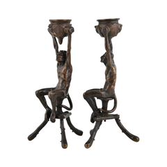 Antike Mephisto-Kerzenleuchter aus Bronze im neugotischen Stil, 1880