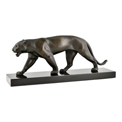 Art Deco panther sculpture Ouganda by Max Le Verrier, original cast from 1930.