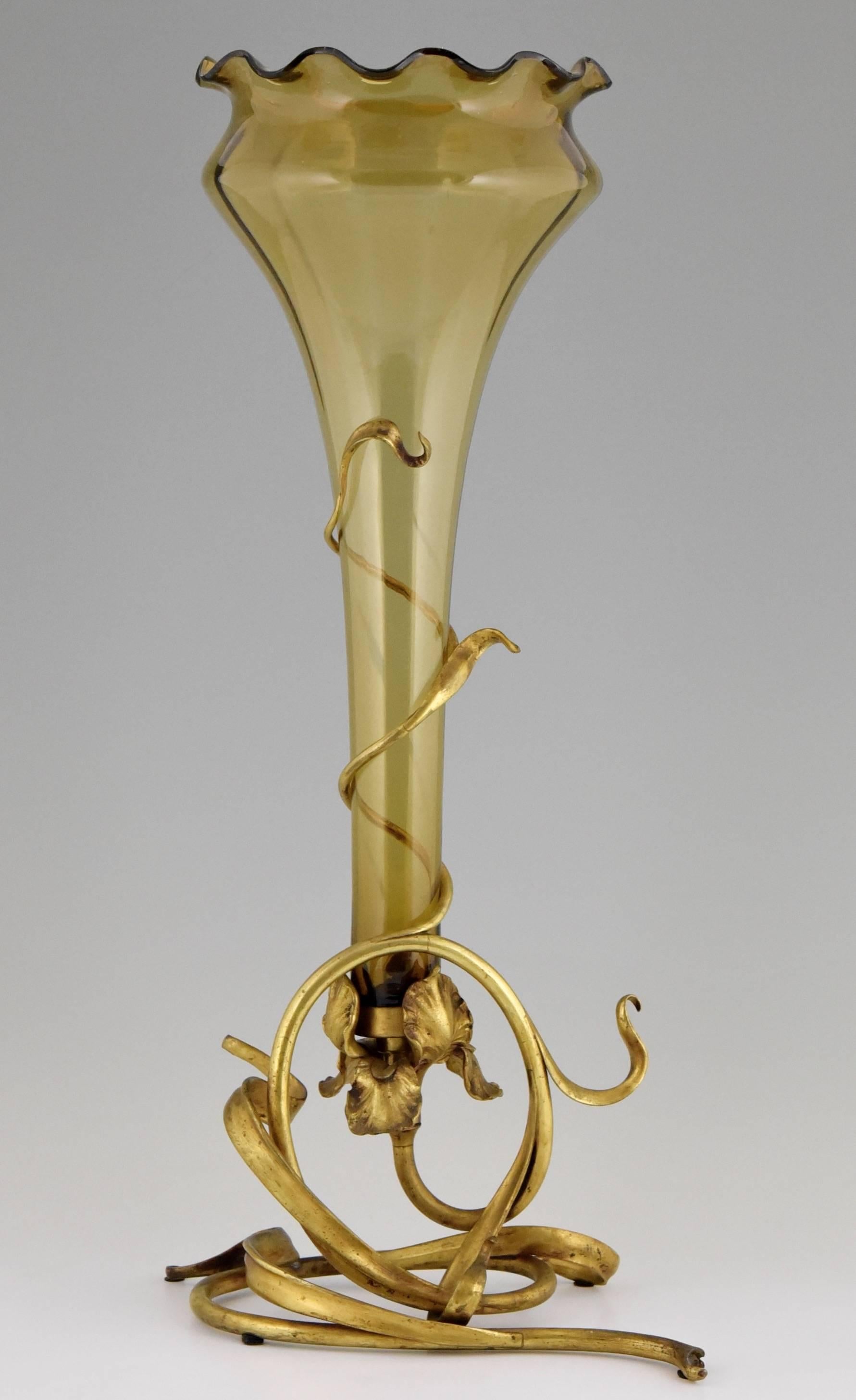 art nouveau bronze vase