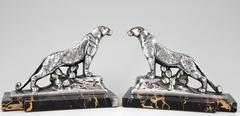 French Art Deco Panther Leopard Bookends by Maurice Frecourt, 1930