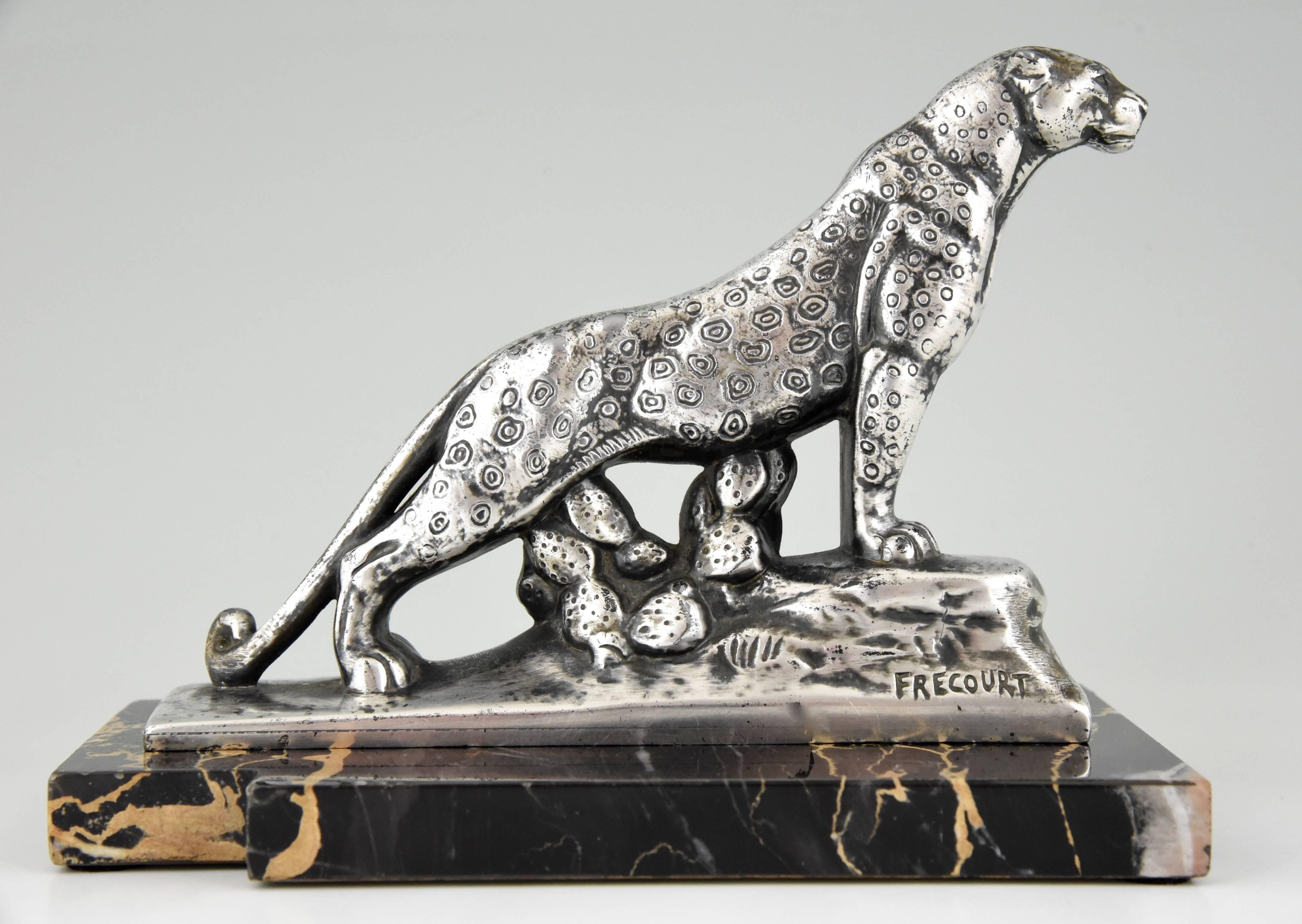 French Art Deco Panther Leopard Bookends by Maurice Frecourt, 1930 2