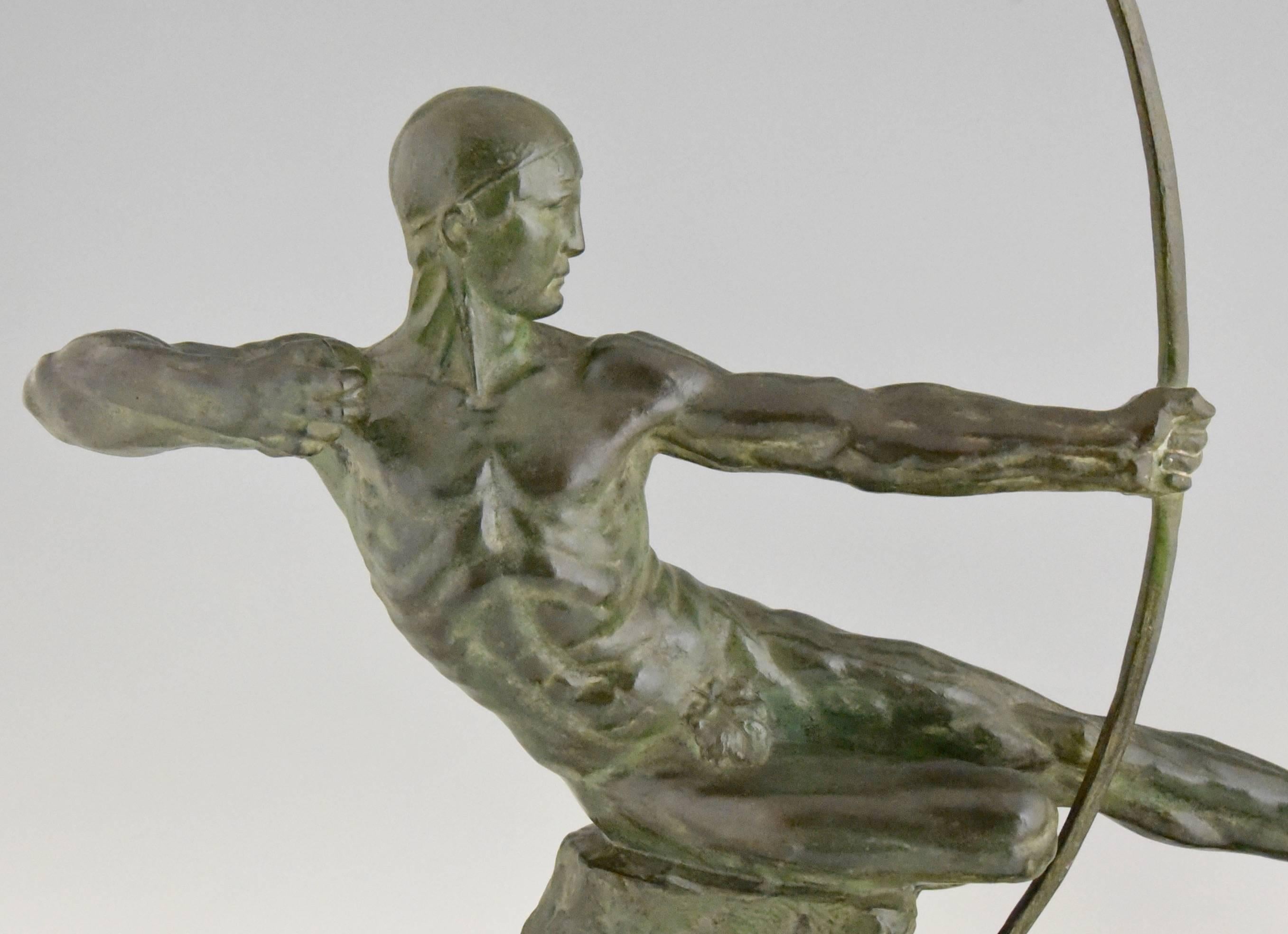 20th Century French Art Deco Bronze Sculpture of Male Nude Archer by Victor Demanet, 1930