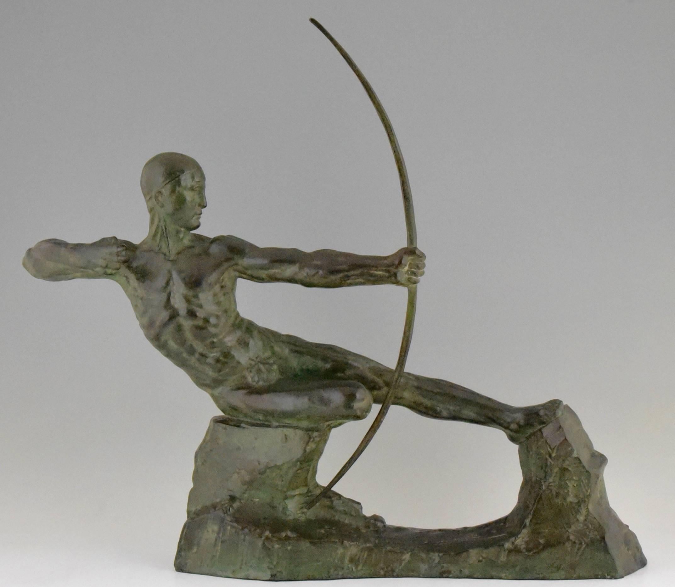 An Art Deco bronze of an archer signed by Victor Demanet. 
Born in Belgium in 1895, worked in France. 

Literature:
Illustration on page 479 of;
Beeldhouwkunst in België by Engelen Marx.
The dictionary of sculptors in bronze by James Mackay.