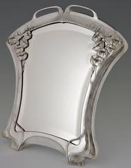 Espejo Art Nouveau plateado de cristal biselado de Orivit, Alemania 1904.