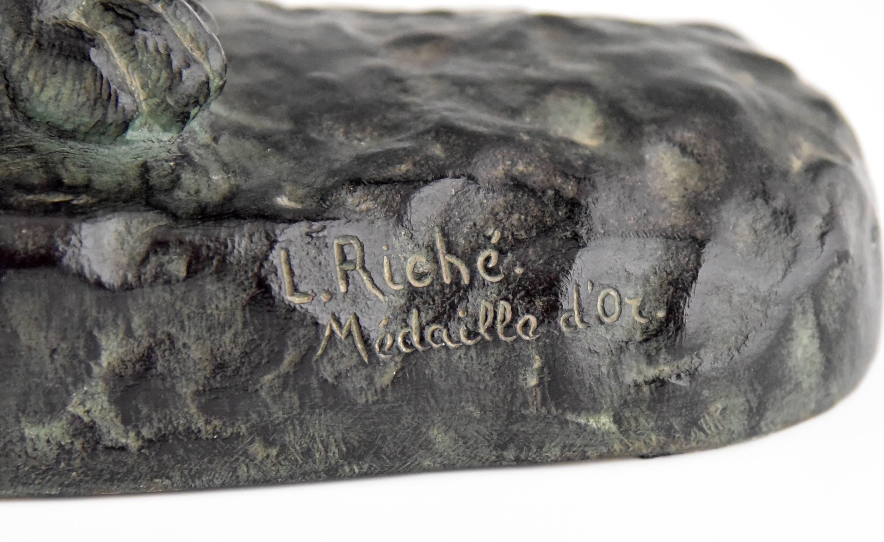 COMBAT D'AIGLES – Sculpture Bronze Signée Louis RICHÉ, Art Déco, 60cm
