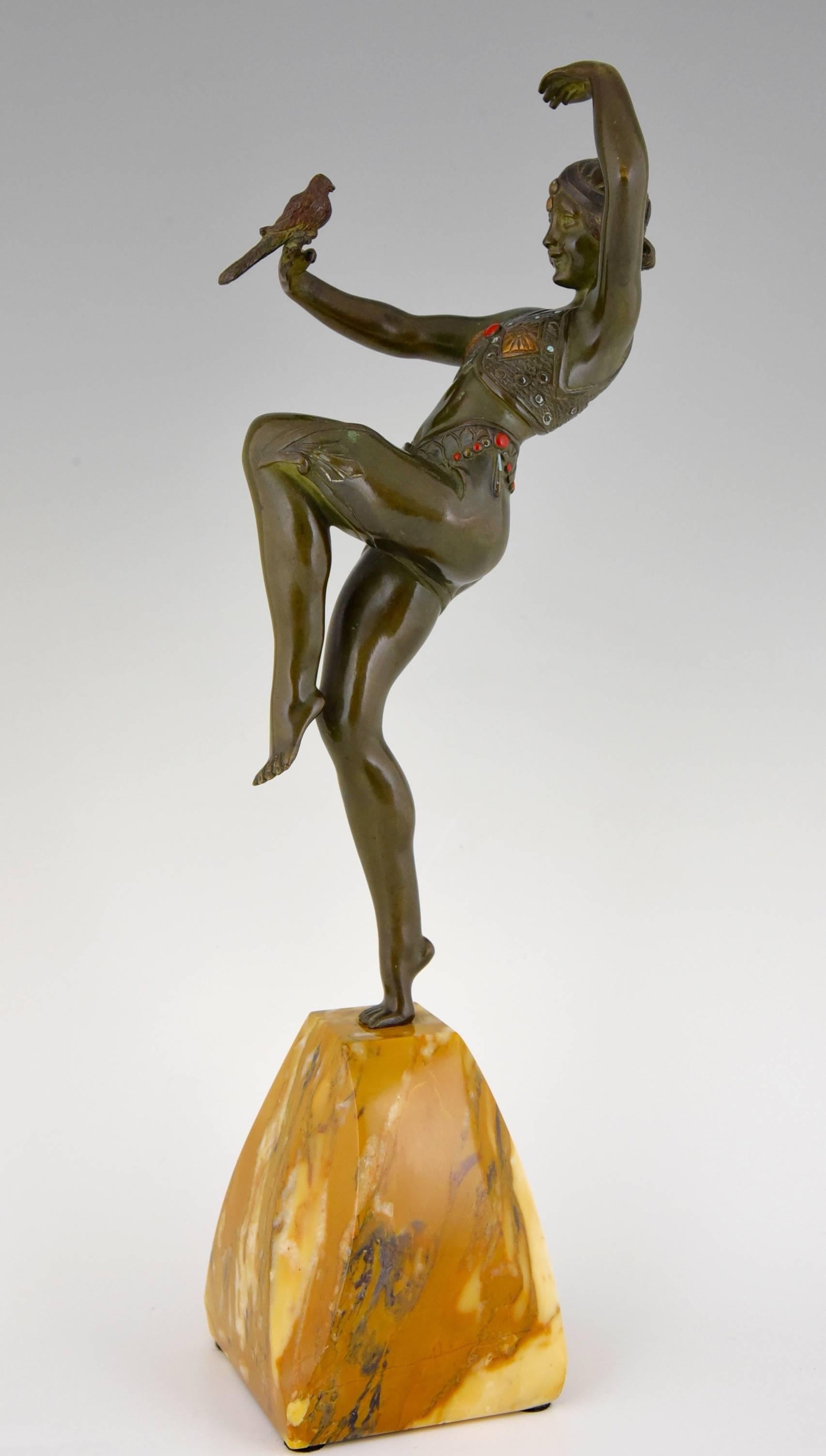 Patinated Art Deco Bronze Sculpture of a nude Dancer by Samuel Lipchytz 1930