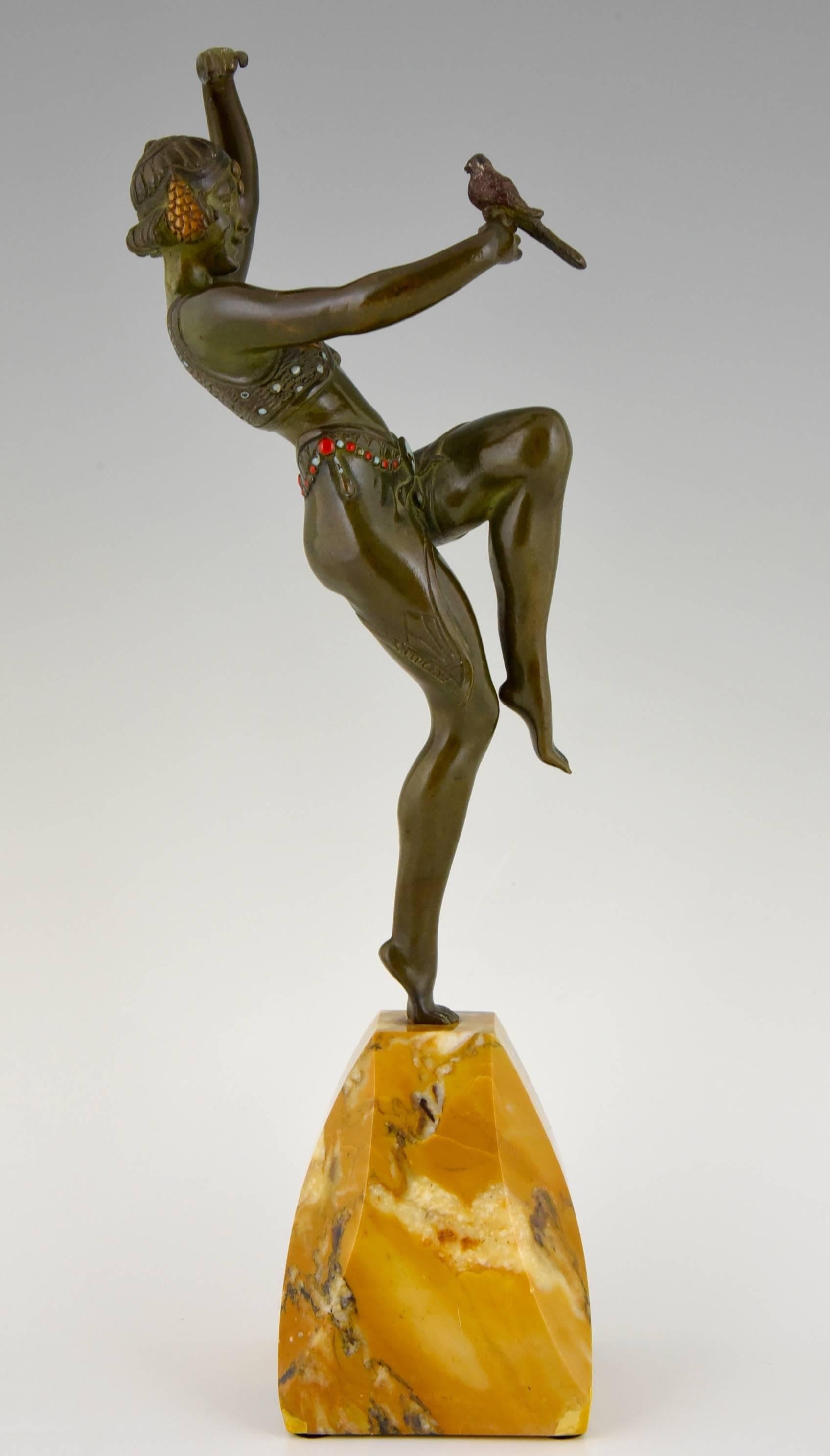 French Art Deco Bronze Sculpture of a nude Dancer by Samuel Lipchytz 1930