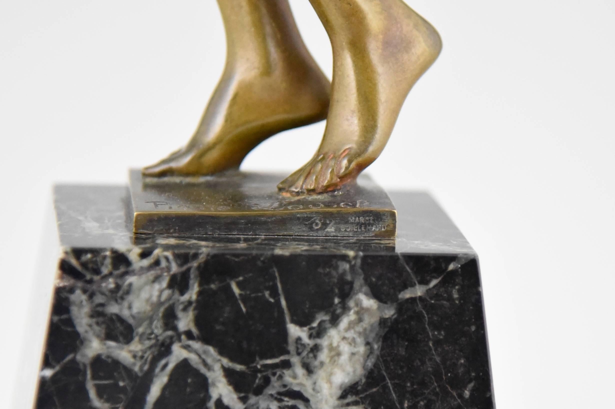 Art Deco Bronze sculpture of a nude Holding a Tray by Pierre Laurel 1930 France 3
