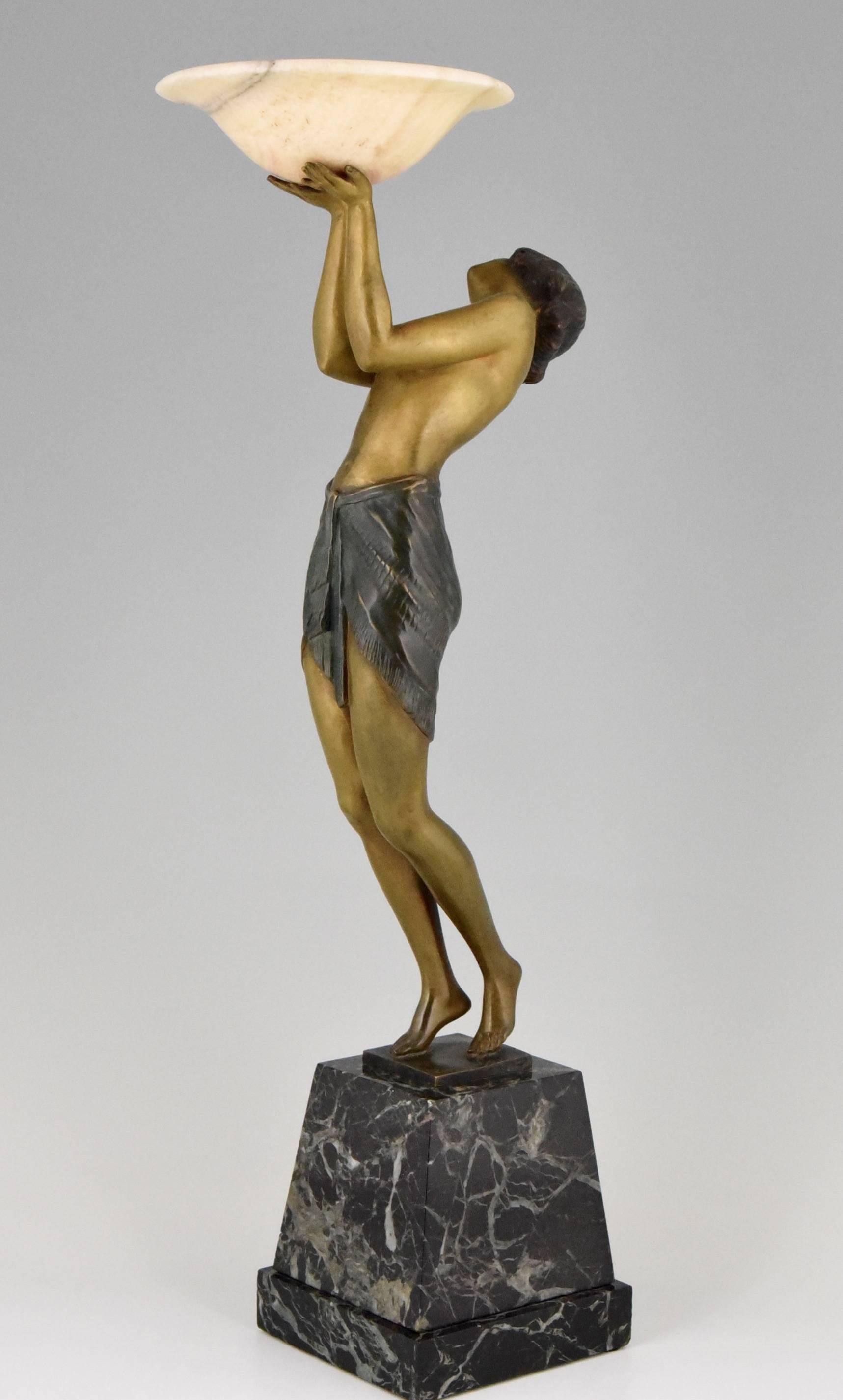 Art Deco Bronze sculpture of a nude Holding a Tray by Pierre Laurel 1930 France 2