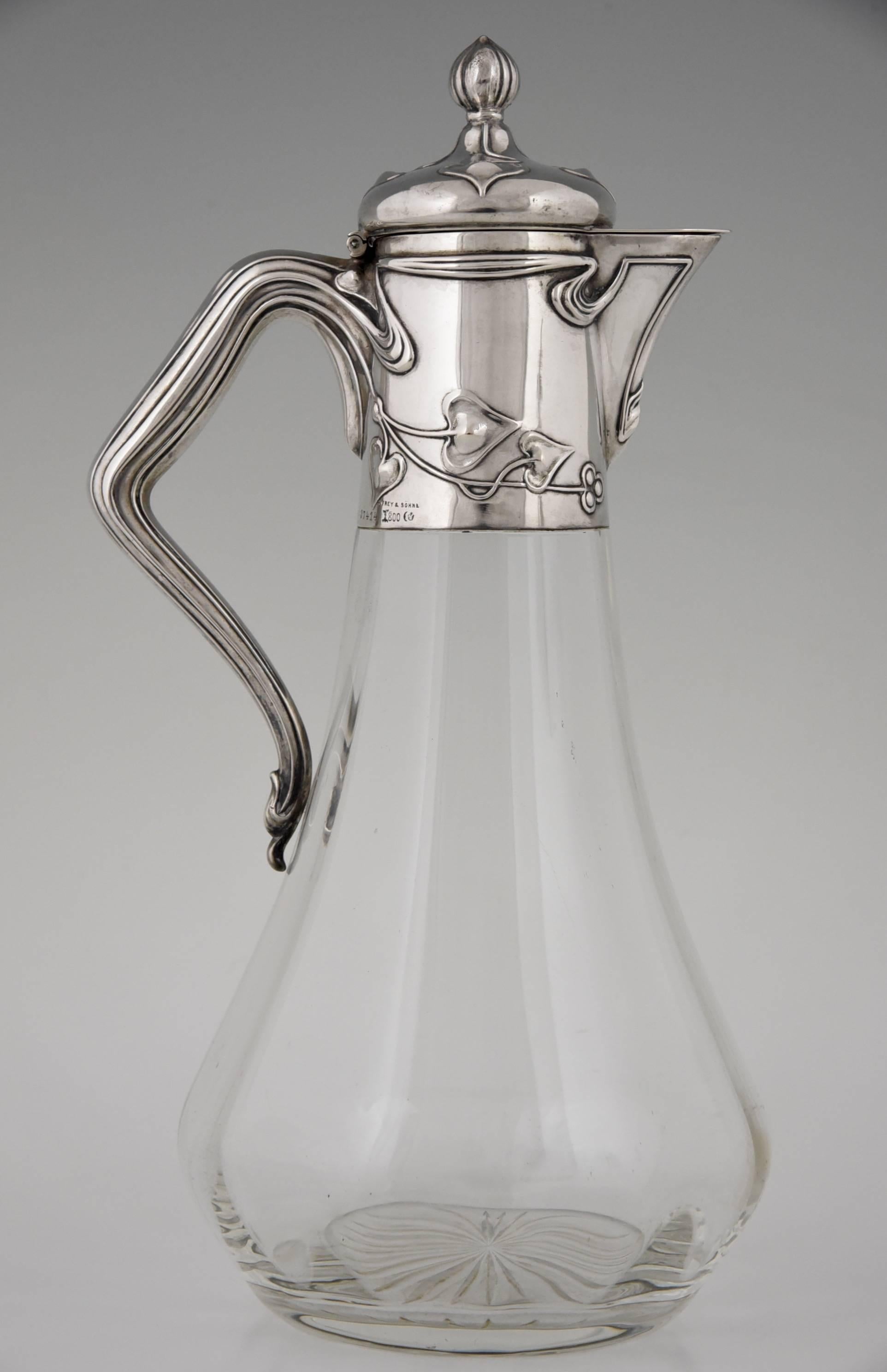 Pair of Art Nouveau German Silver Decanters by Koch & Bergfeld 1
