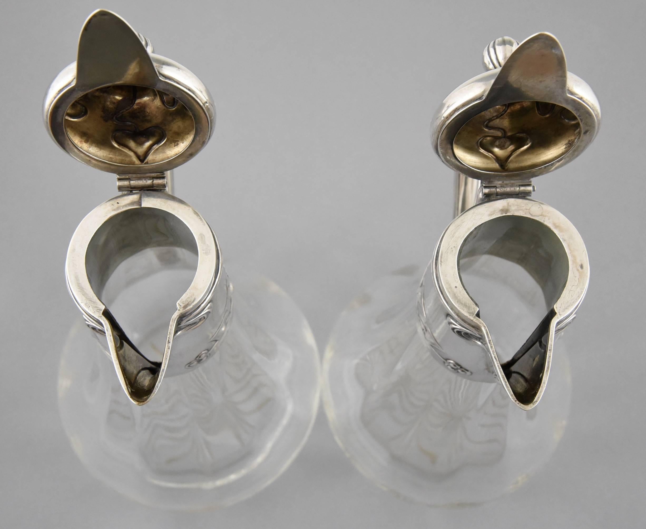 Pair of Art Nouveau German Silver Decanters by Koch & Bergfeld 2